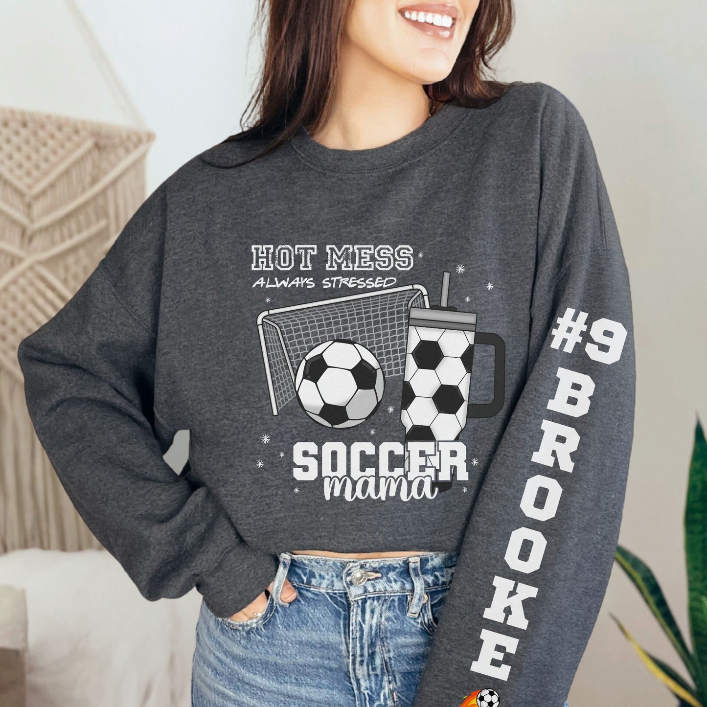 Custom Soccer Mama Hot Mess Always Stressed Sweatshirt