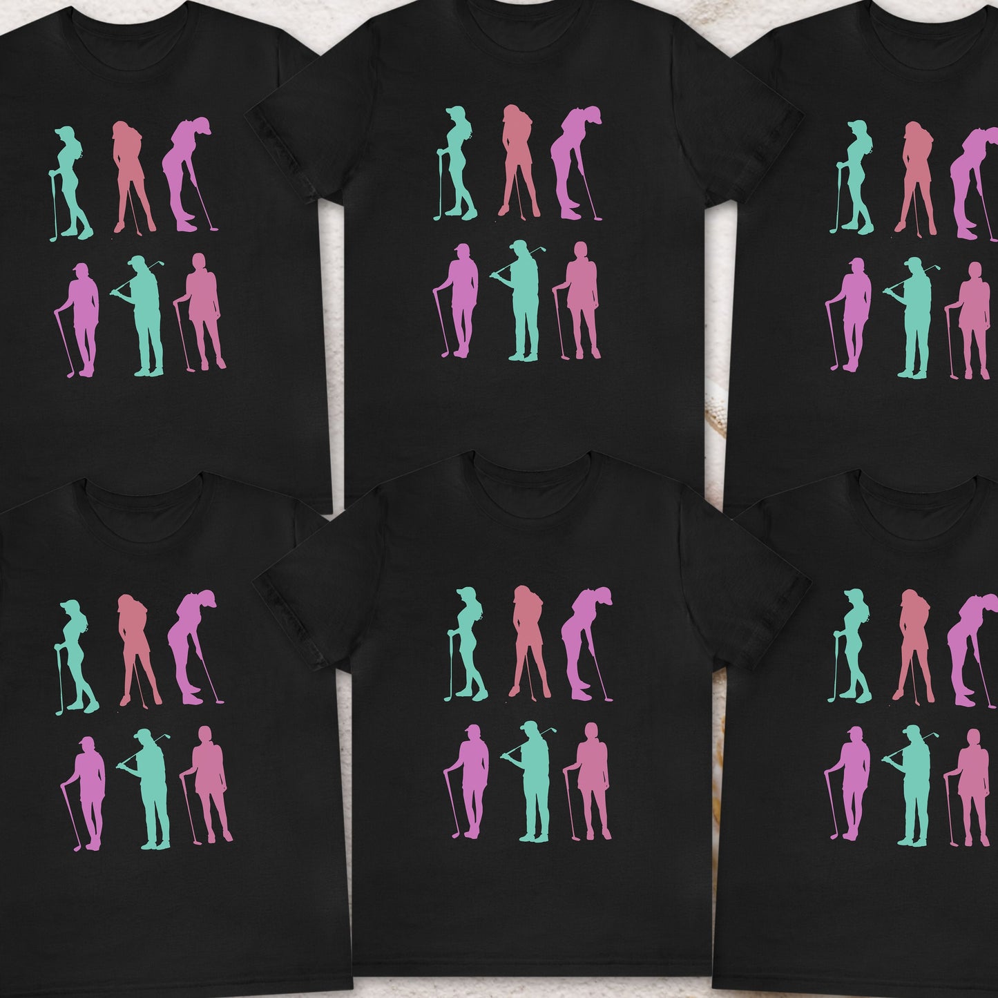 Cute Colorful Golf Mom Silhouette Shirt