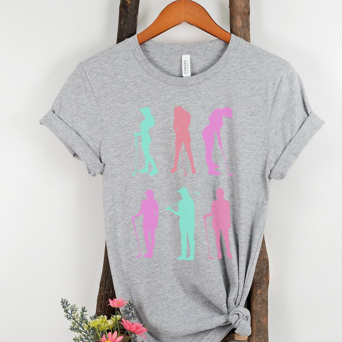 Cute Colorful Golf Mom Silhouette Shirt