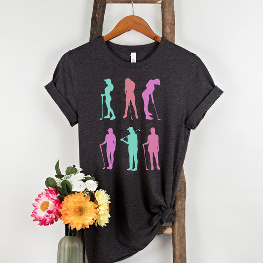 Cute Colorful Golf Mom Silhouette Shirt