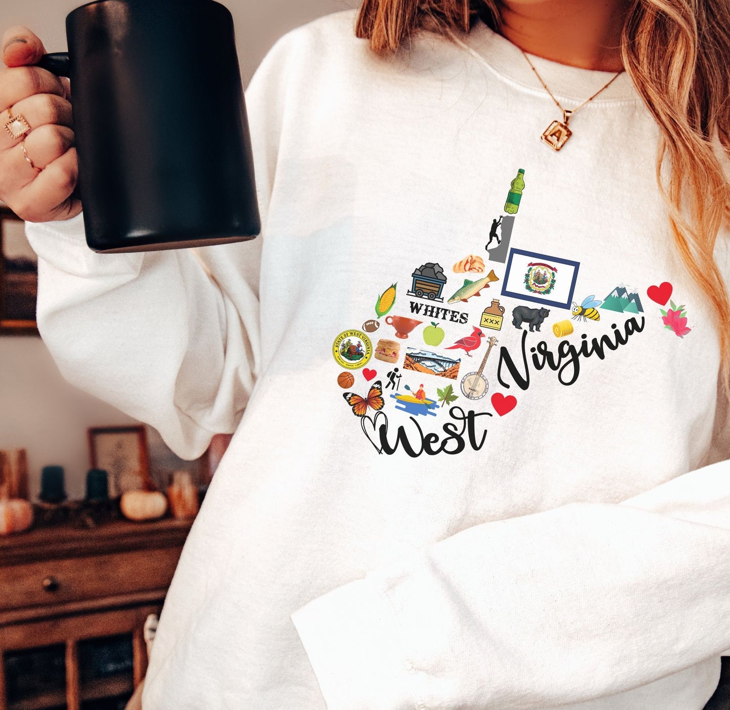 West Virginia State Map Sweatshirt