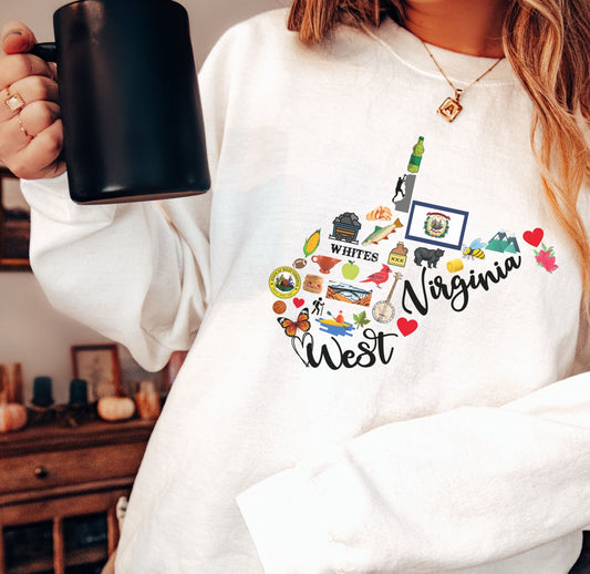 West Virginia State Map Sweatshirt