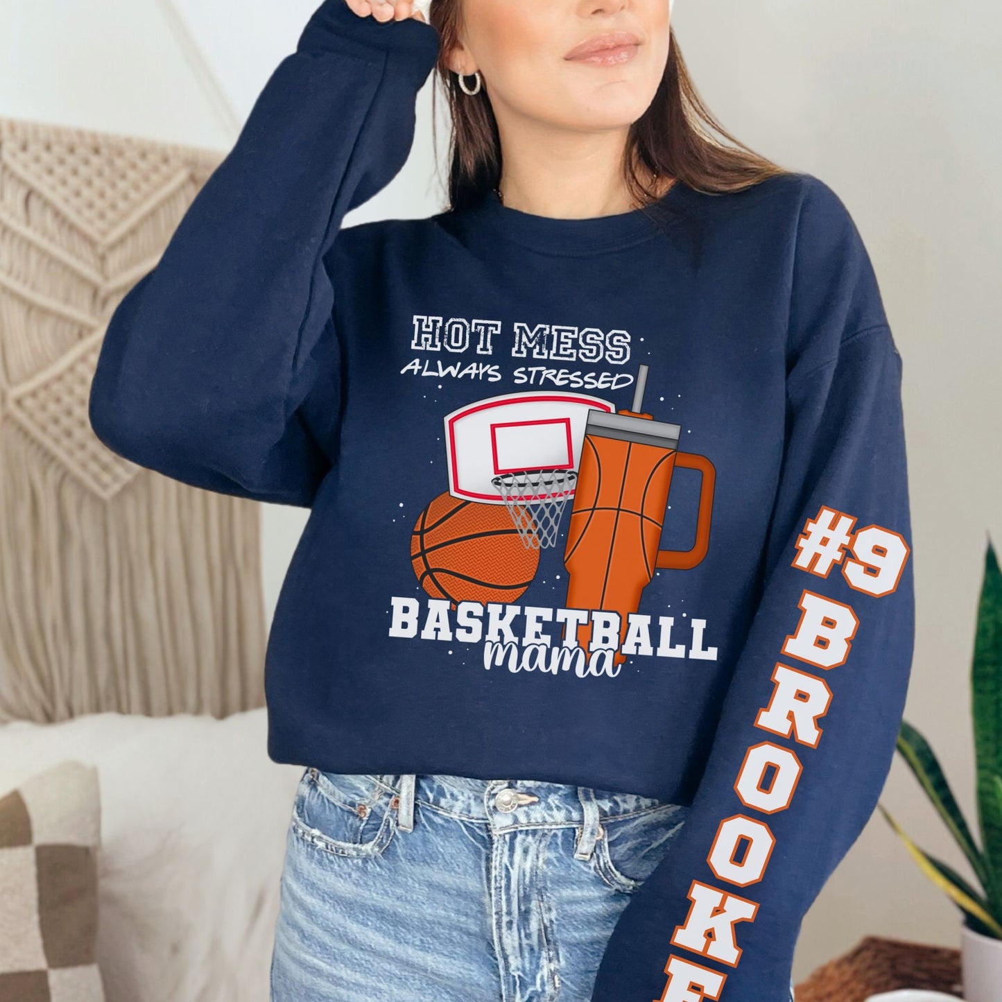 Custom Basketball Mama Hot Mess Always Stressed Sweatshirt