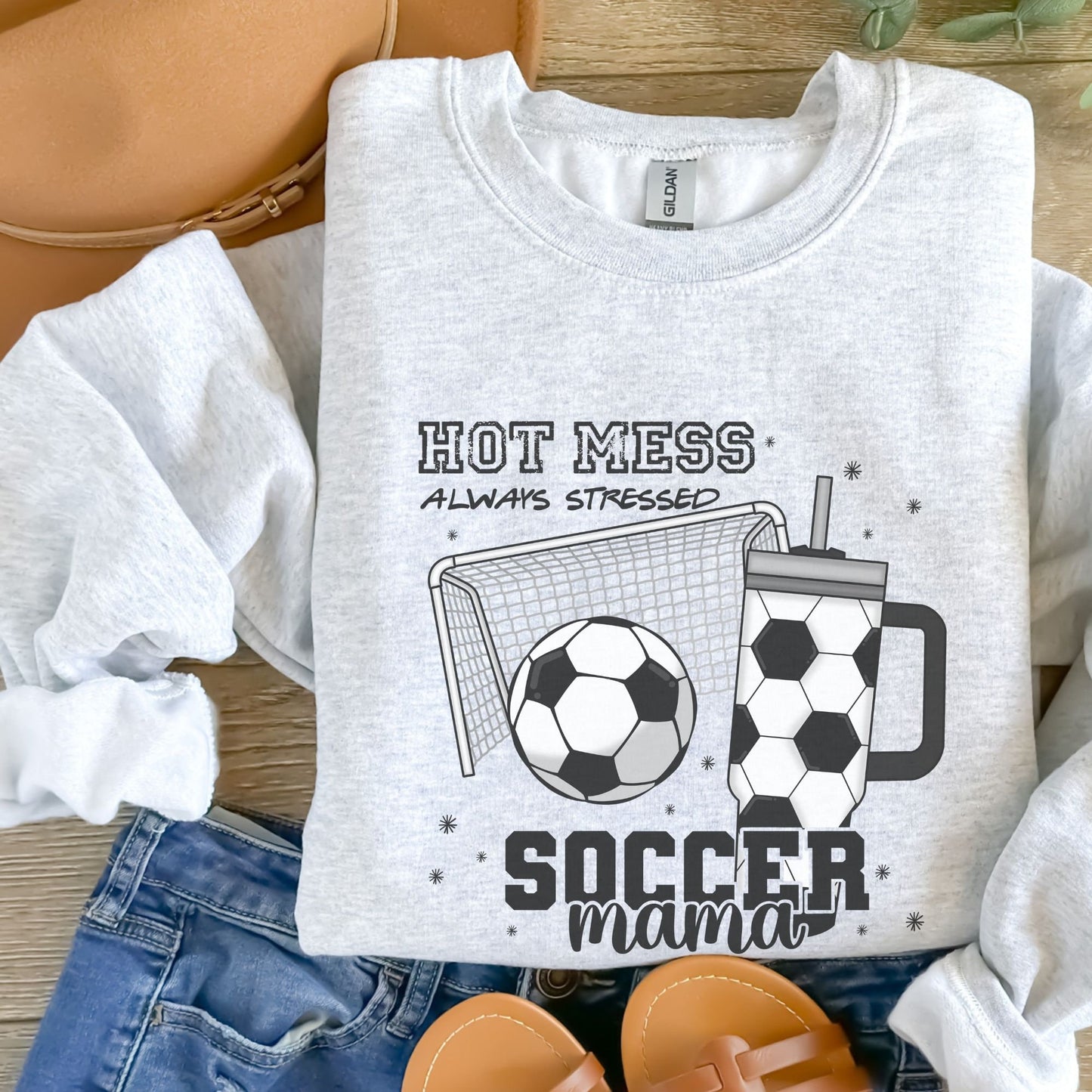 Custom Soccer Mama Hot Mess Always Stressed Sweatshirt