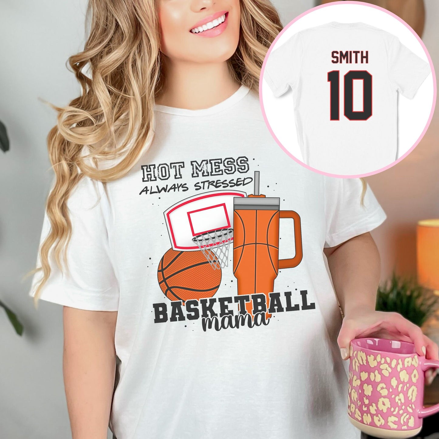 Personalized Basketball Mama Hot Mess Always Stressed Custom Sleeve Print Shirt