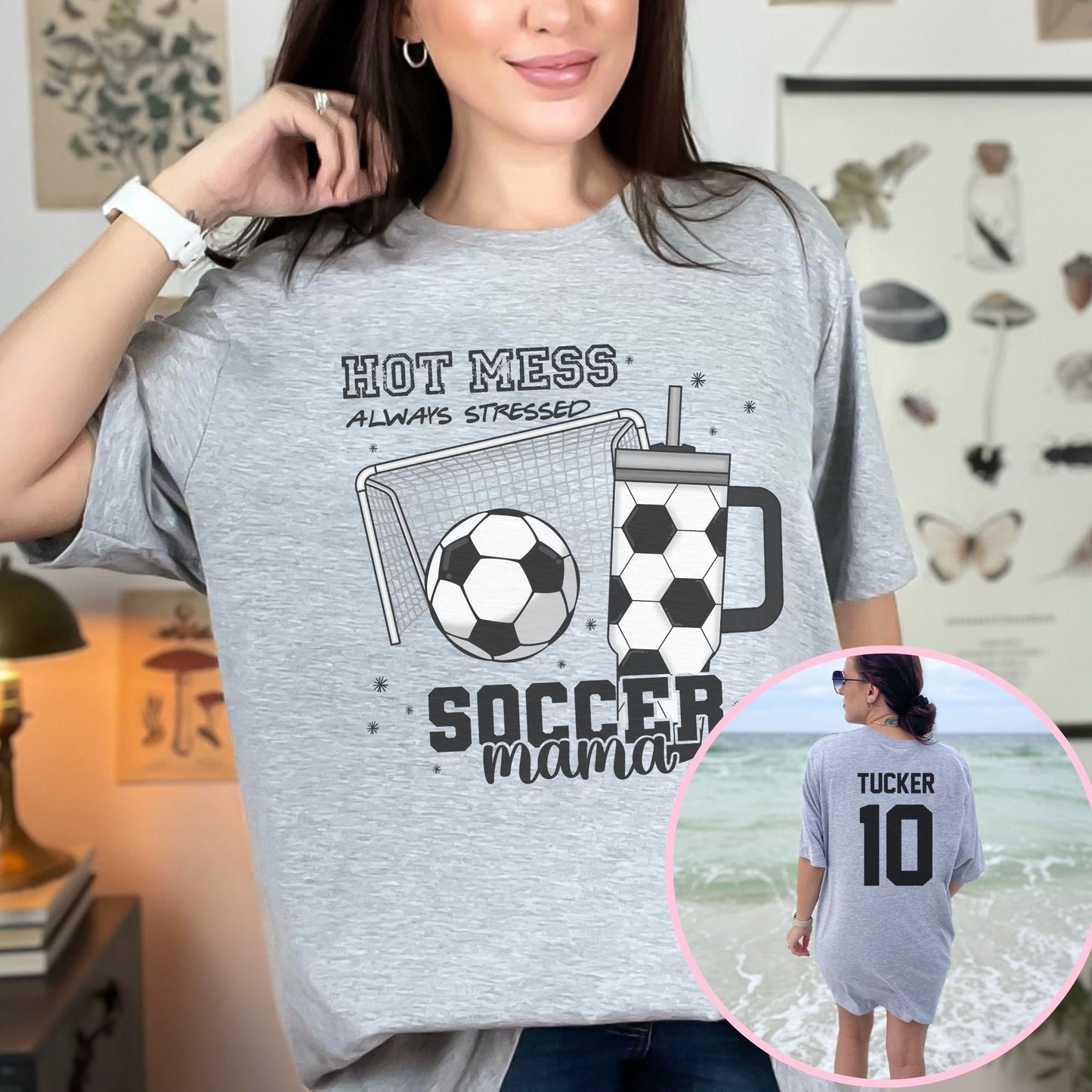 Personalized Soccer Mama Hot Mess Always Stressed Shirt