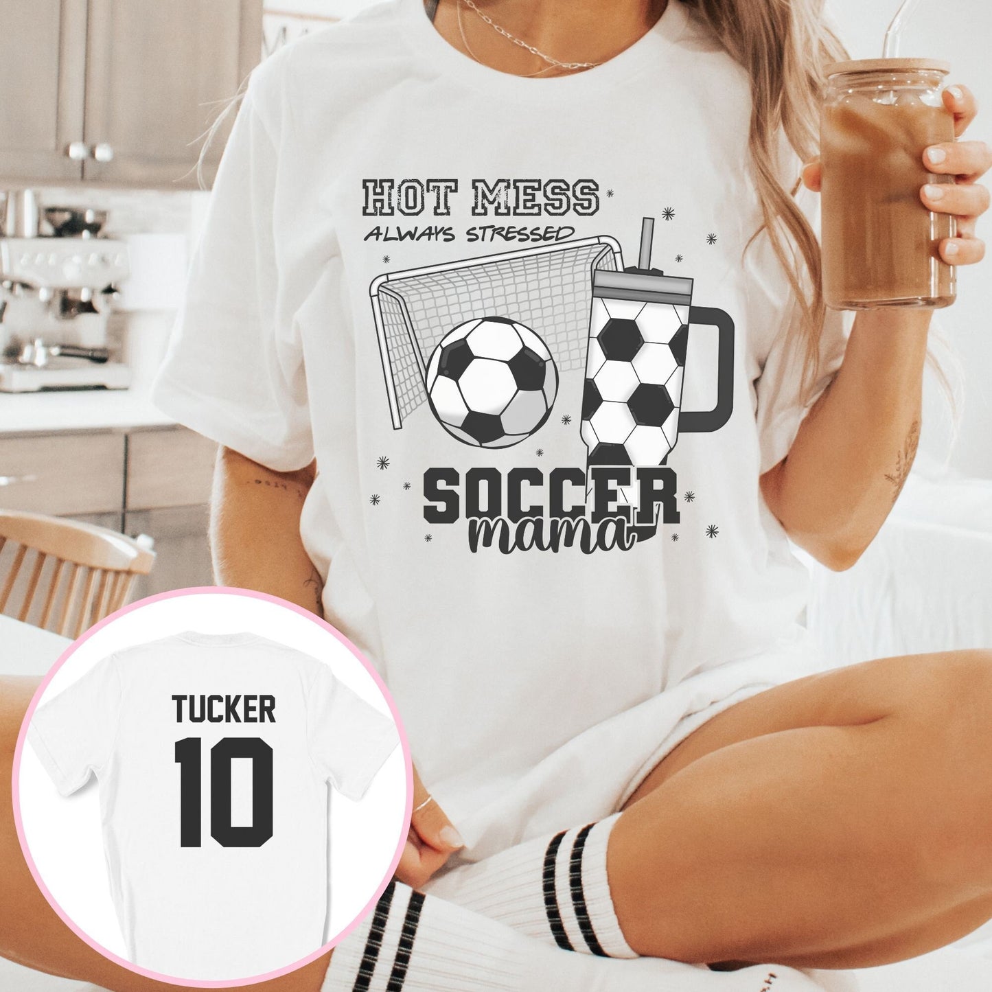 Personalized Soccer Mama Hot Mess Always Stressed Shirt