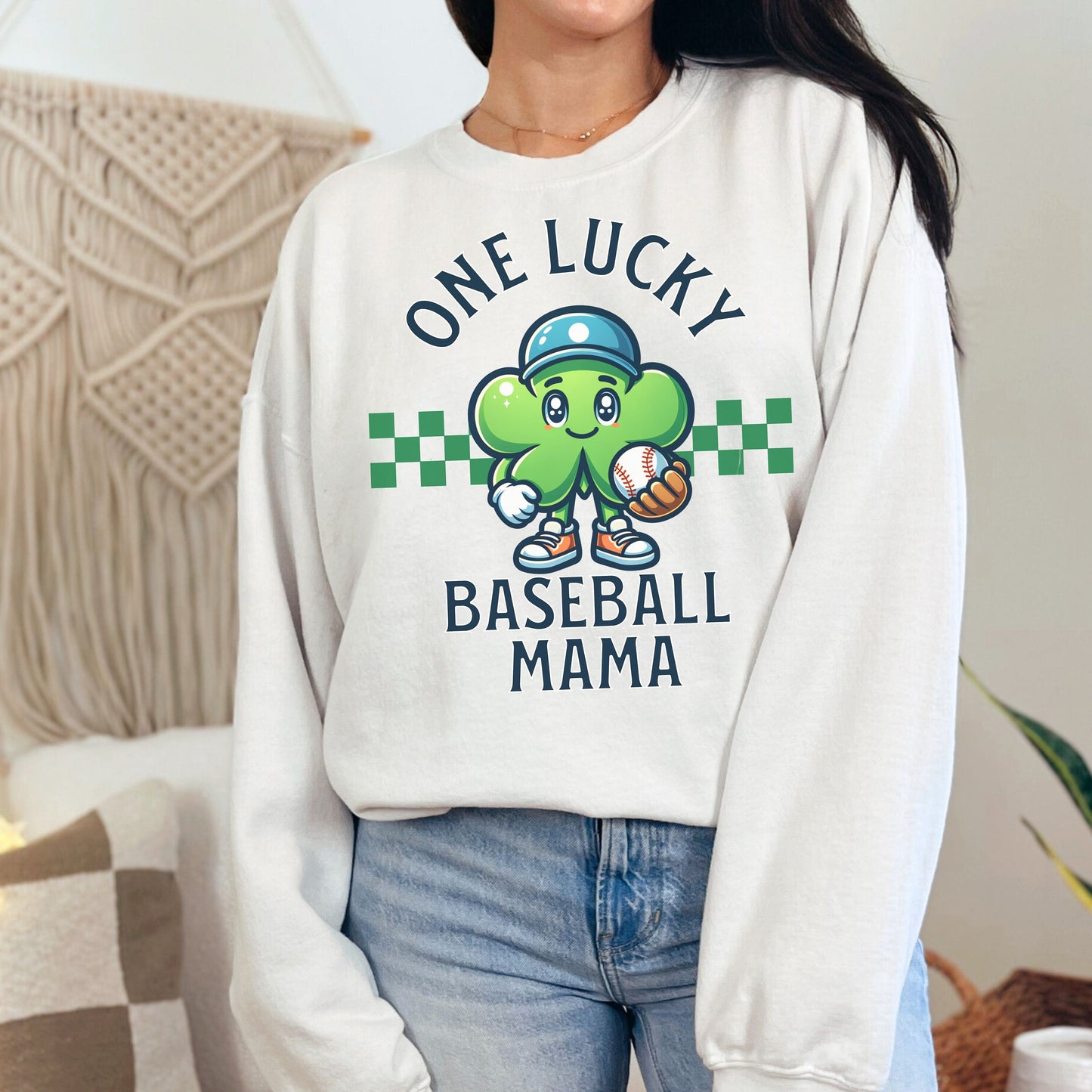 Lucky Baseball Mama St Patricks Day Sweatshirt - Baseball Mom Sweater