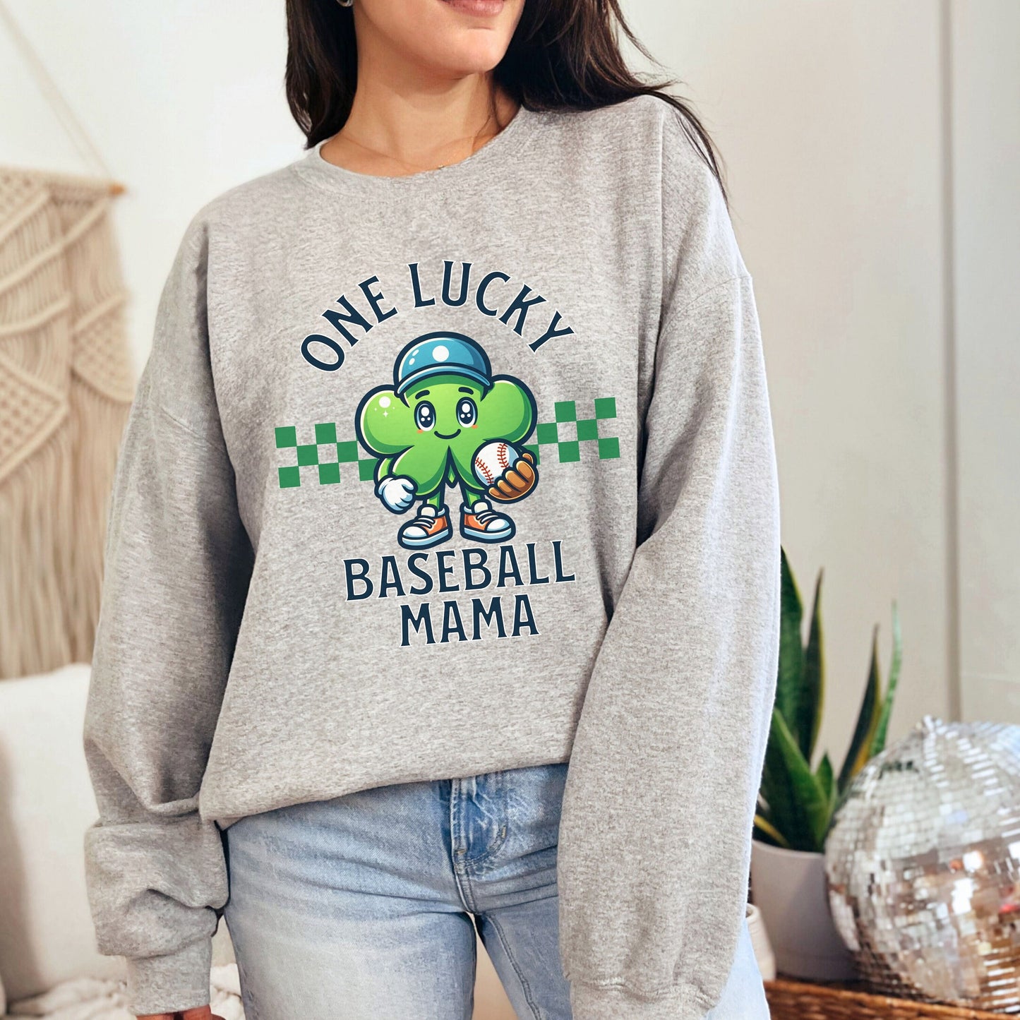 Lucky Baseball Mama St Patricks Day Sweatshirt - Baseball Mom Sweater