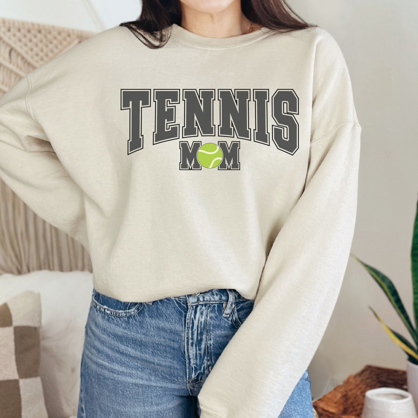 Varsity Style Womens Tennis Mom Collegiate  Sweatshirt