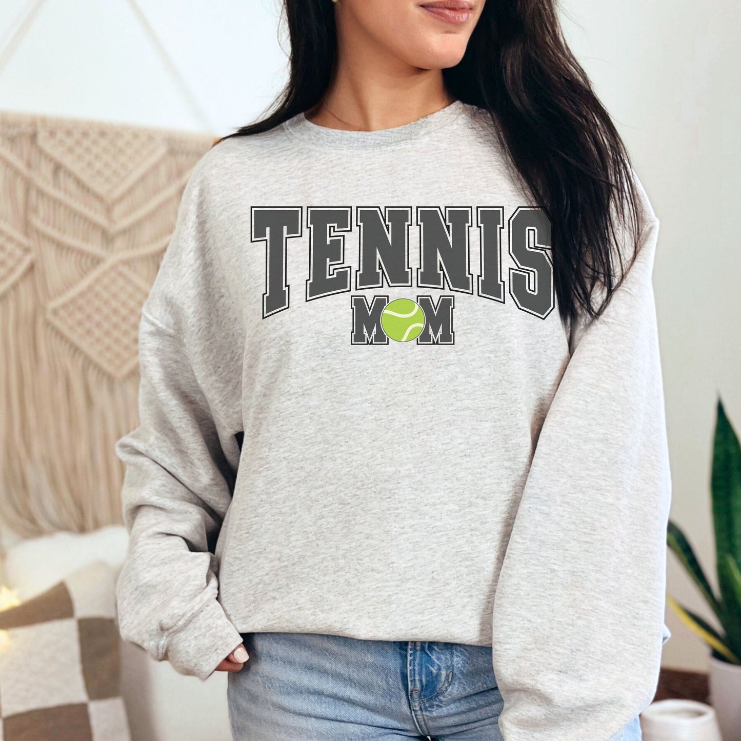 Varsity Style Womens Tennis Mom Collegiate  Sweatshirt