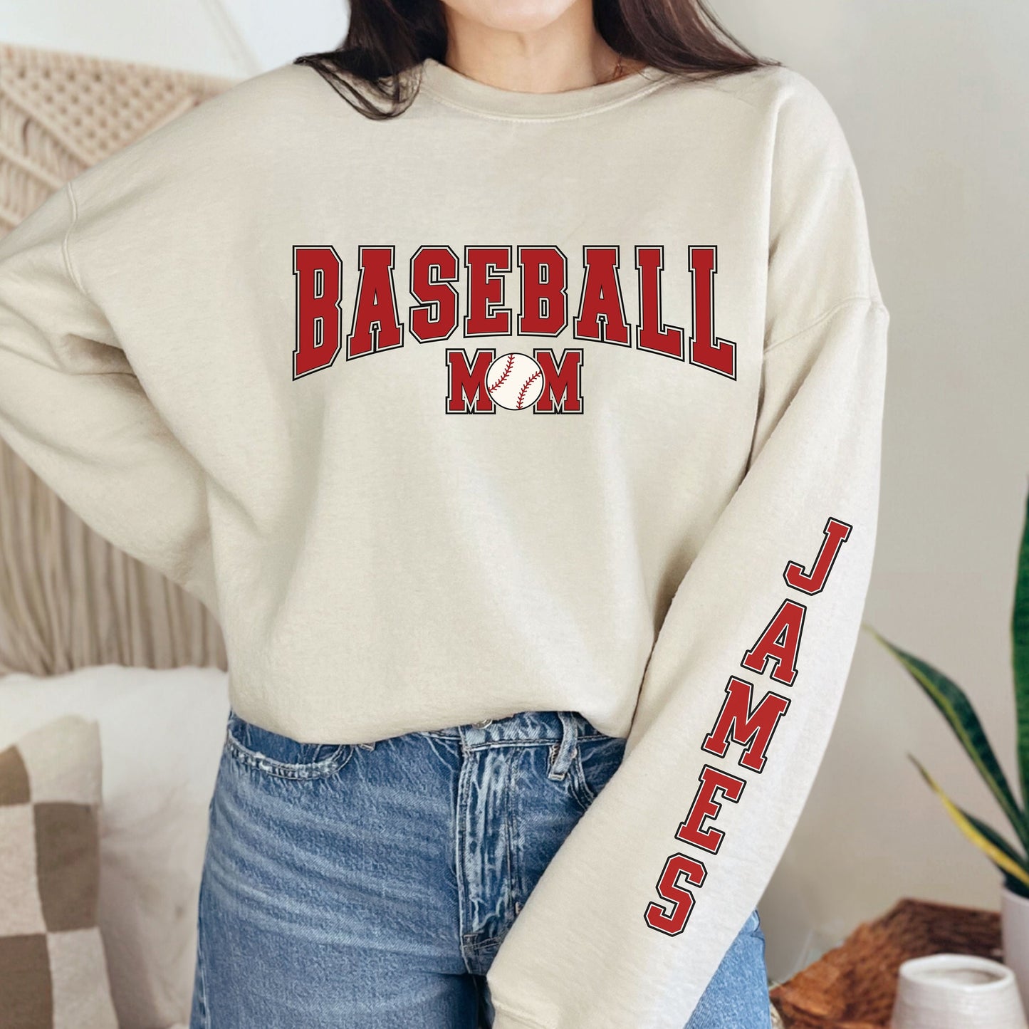 Varsity Style Womens Baseball Mom Sweatshirt