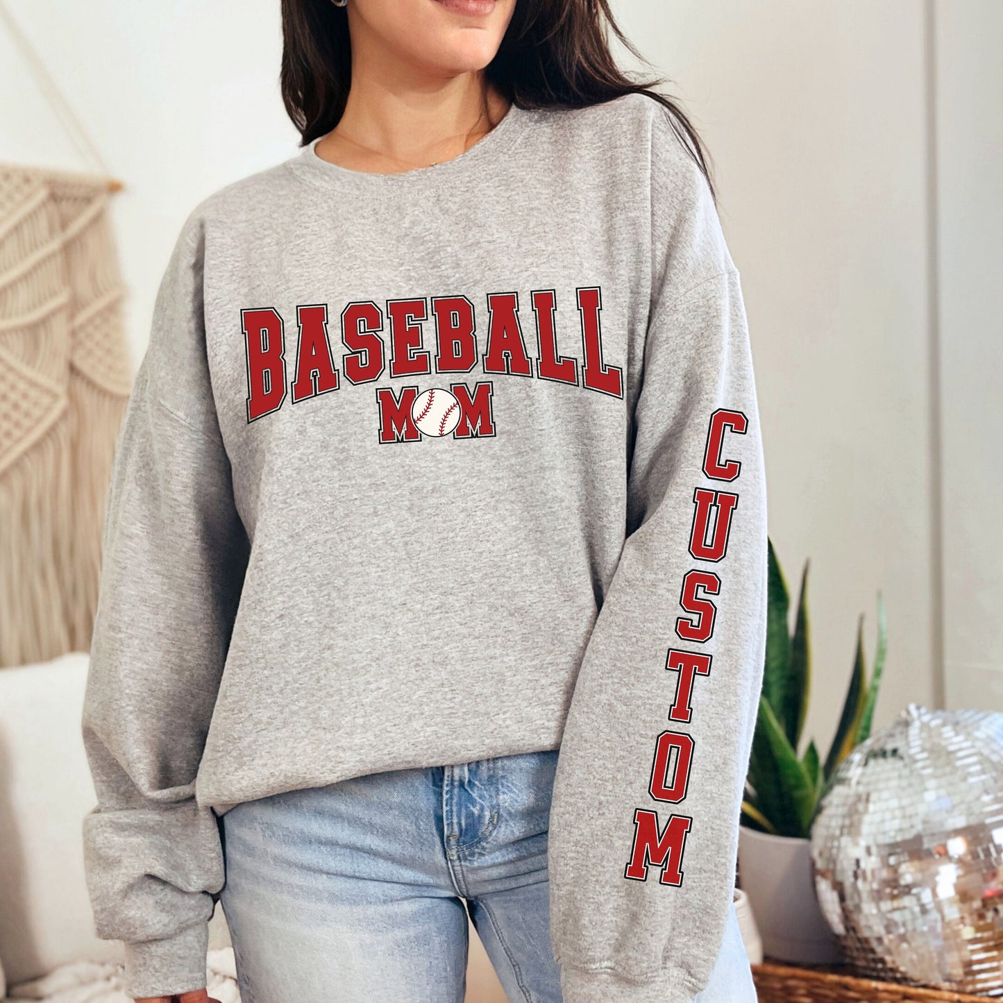 Varsity Style Womens Baseball Mom Sweatshirt