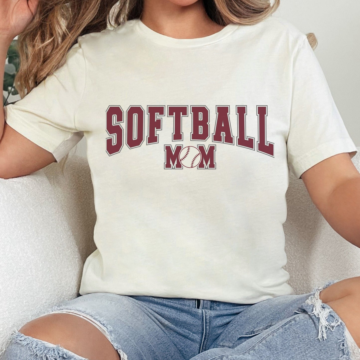 Varsity Style Softball Mom Shirt, Womens Softball Shirt