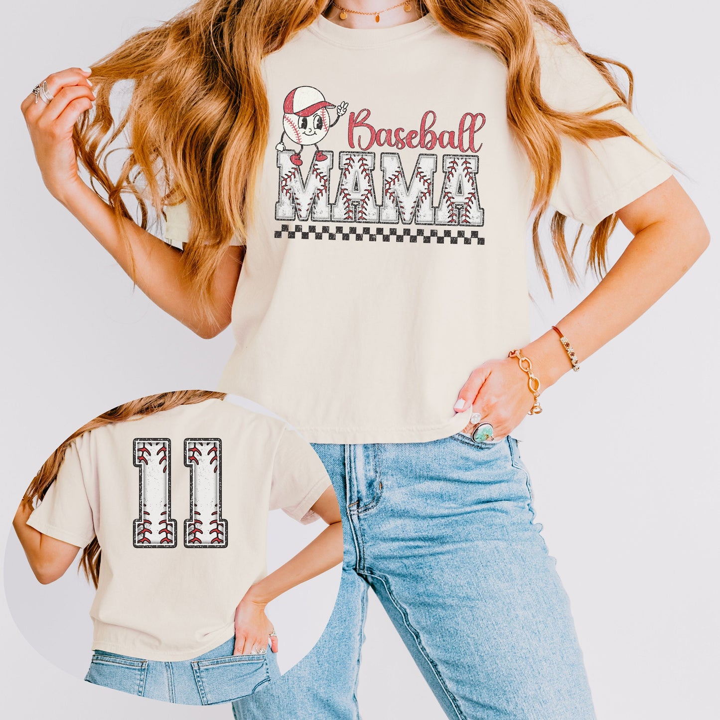 Custom Baseball Mama Comfort Colors Crop Boxy Tee