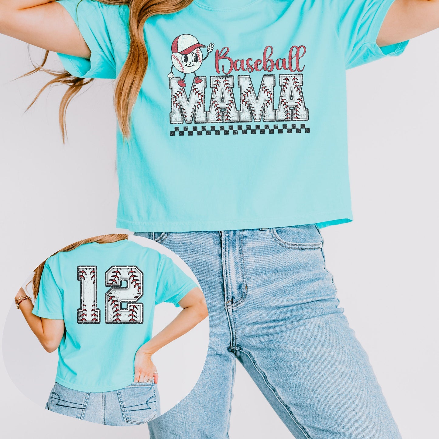 Custom Baseball Mama Comfort Colors Crop Boxy Tee