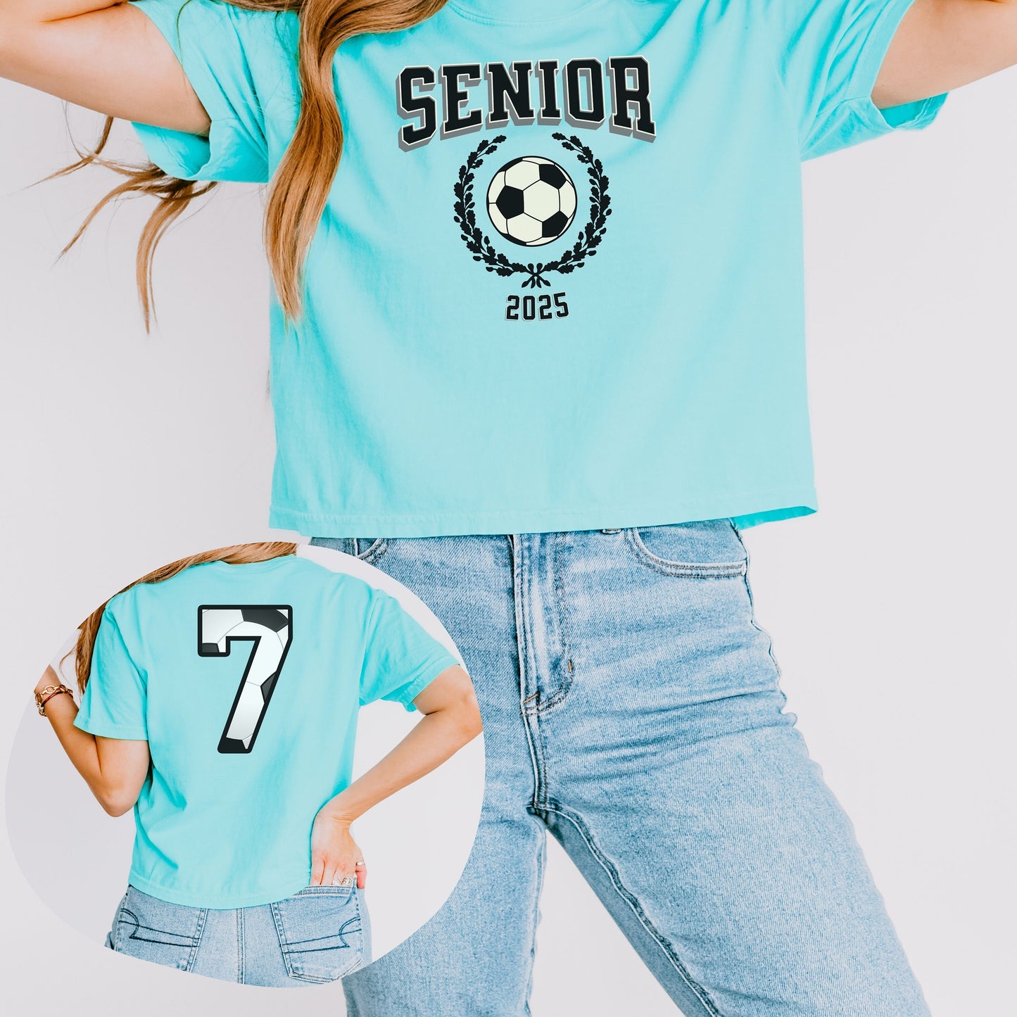 Senior Soccer 2025 Comfort Colors Crop Boxy Tee