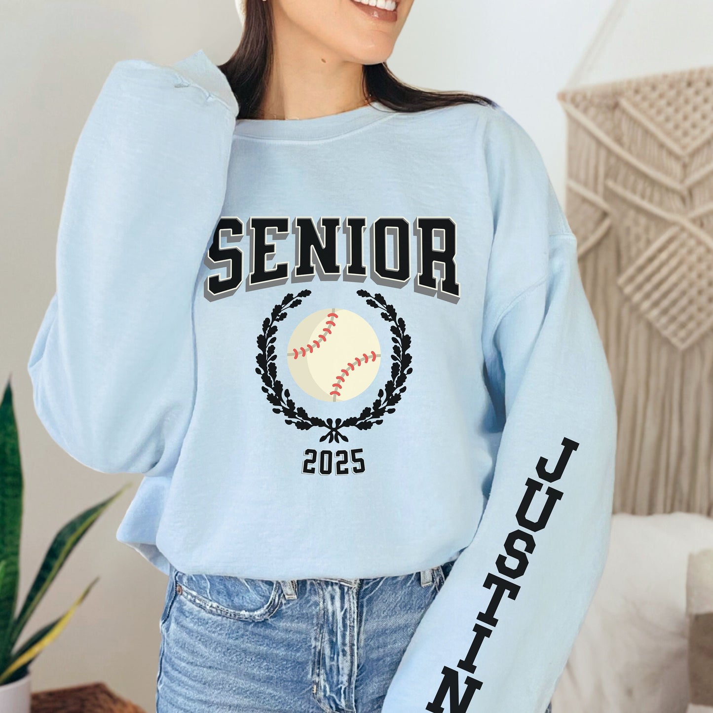 Personalized Varsity 2025 Senior Baseball Sweatshirt