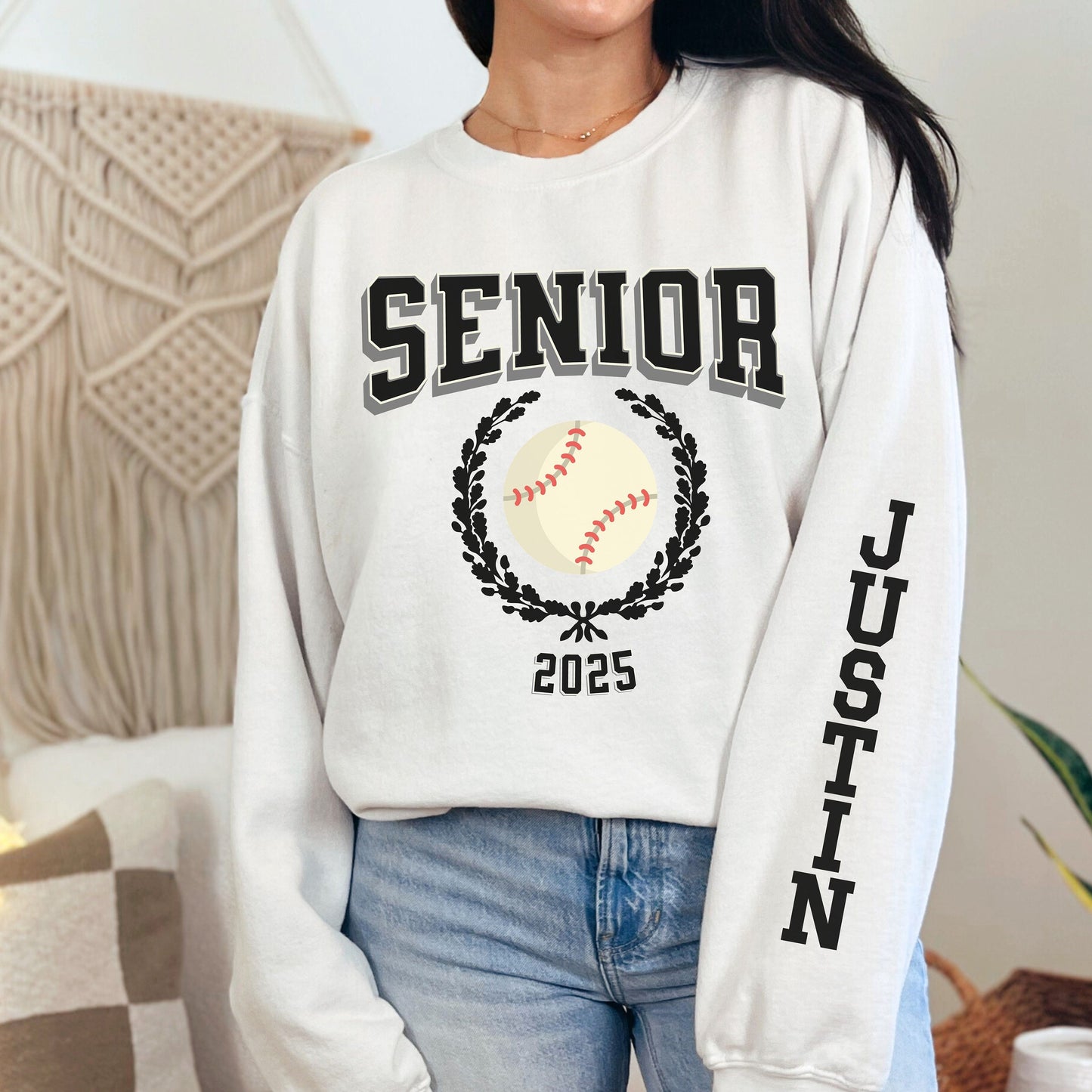 Personalized Varsity 2025 Senior Baseball Sweatshirt