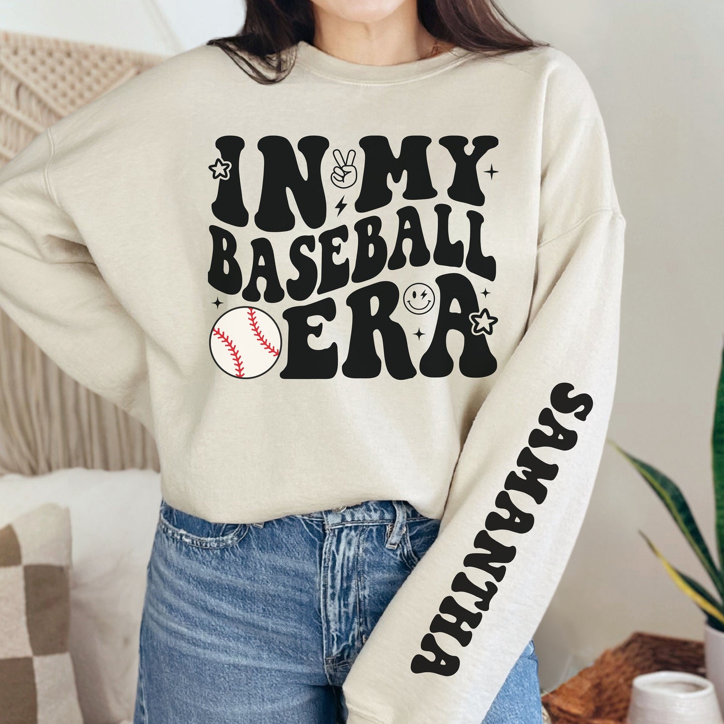 Personalized Baseball Era Sweatshirt - Mom Gift Crewneck Hoodie for Women Game Day