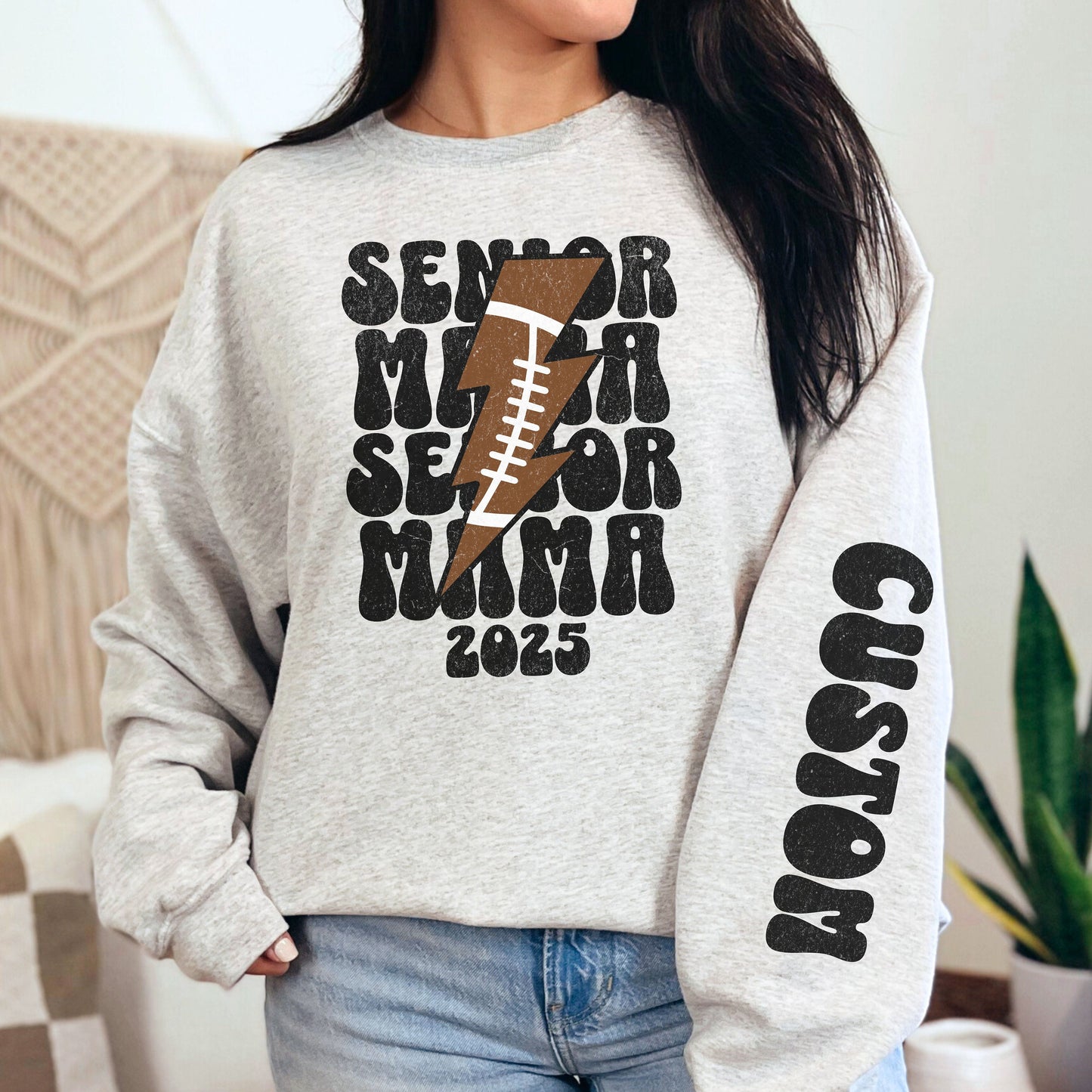 Retro 2025 Senior Football Mom Sweatshirt