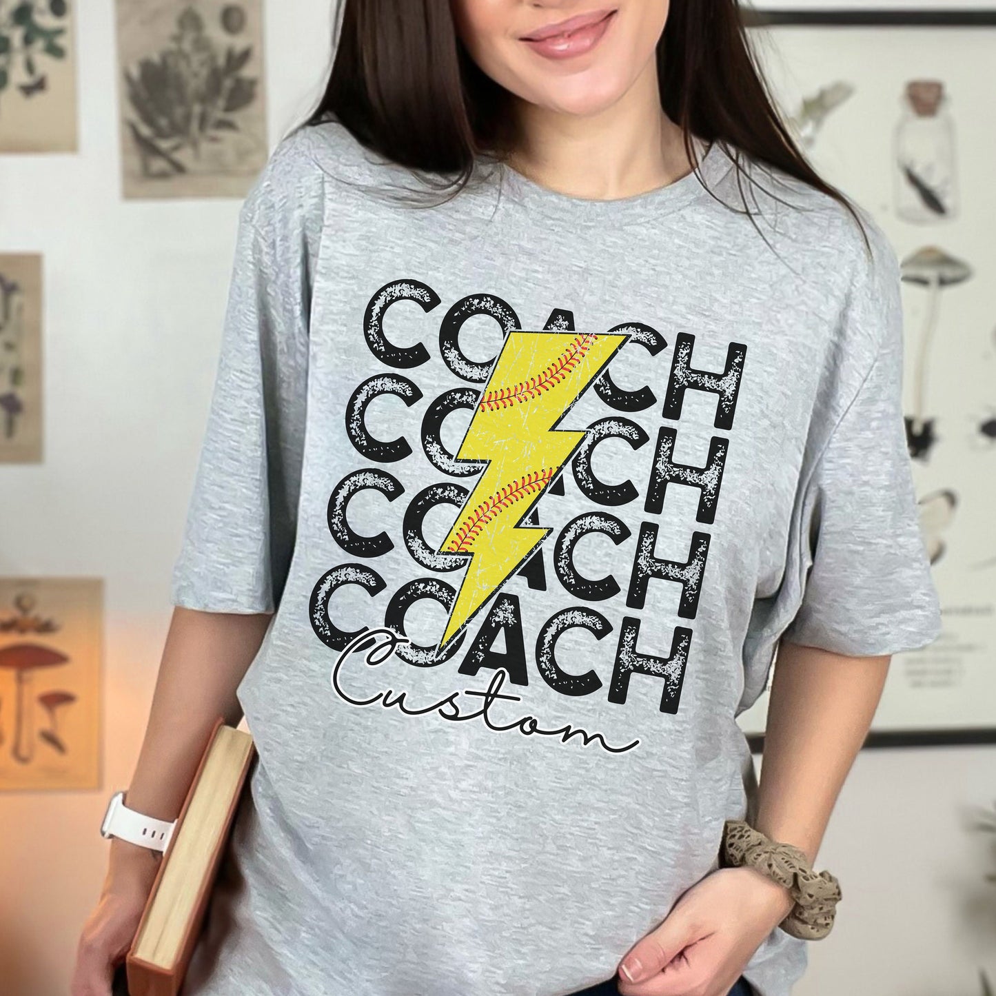 Custom Softball Coach Lightning Shirt