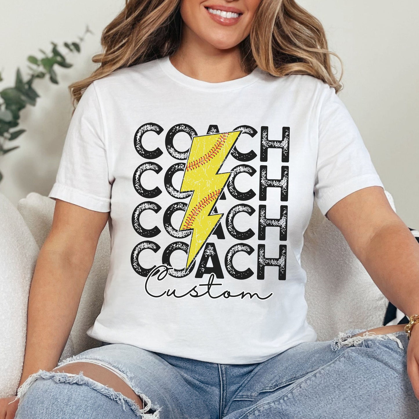 Custom Softball Coach Lightning Shirt