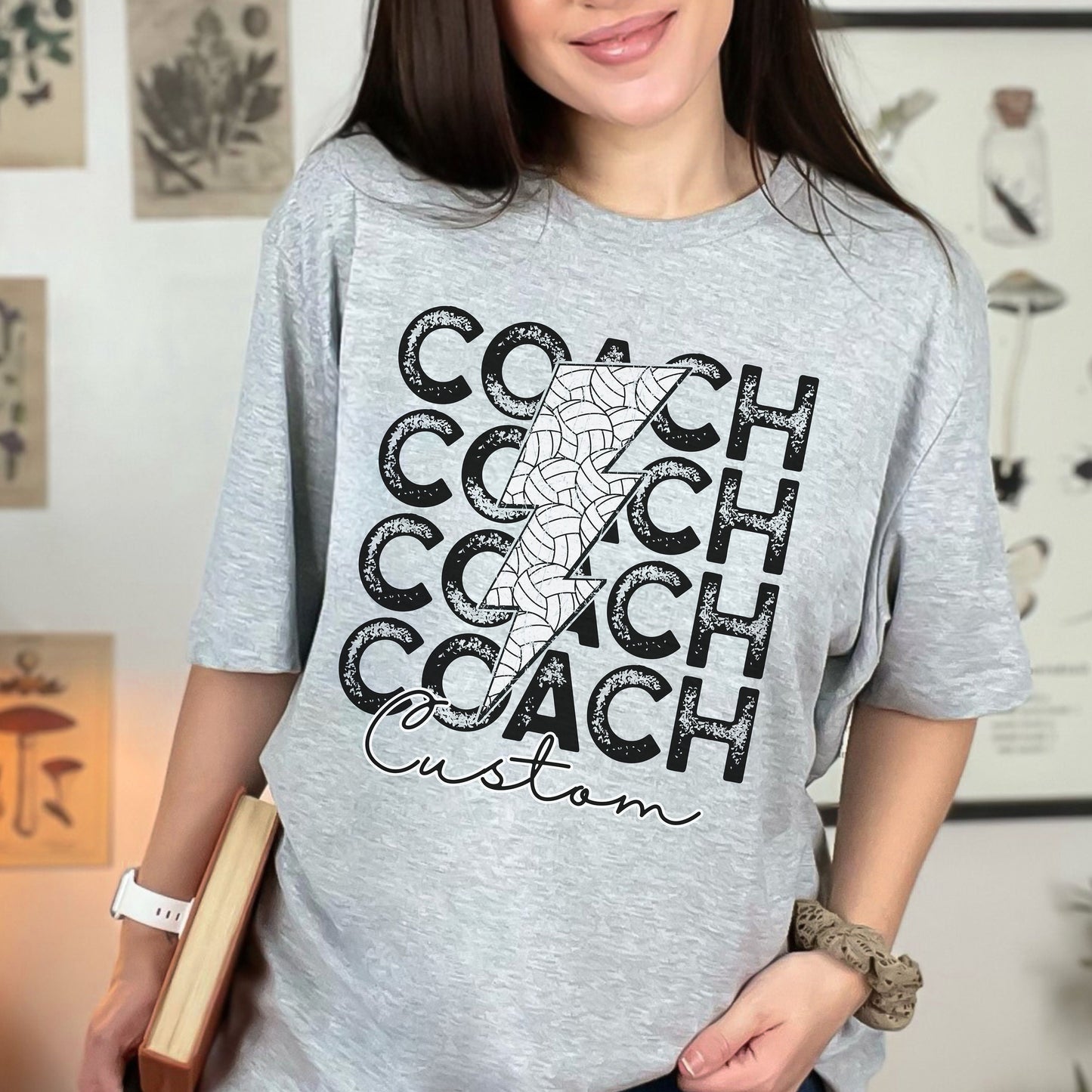 Custom Volleyball Coach Lightning Shirt