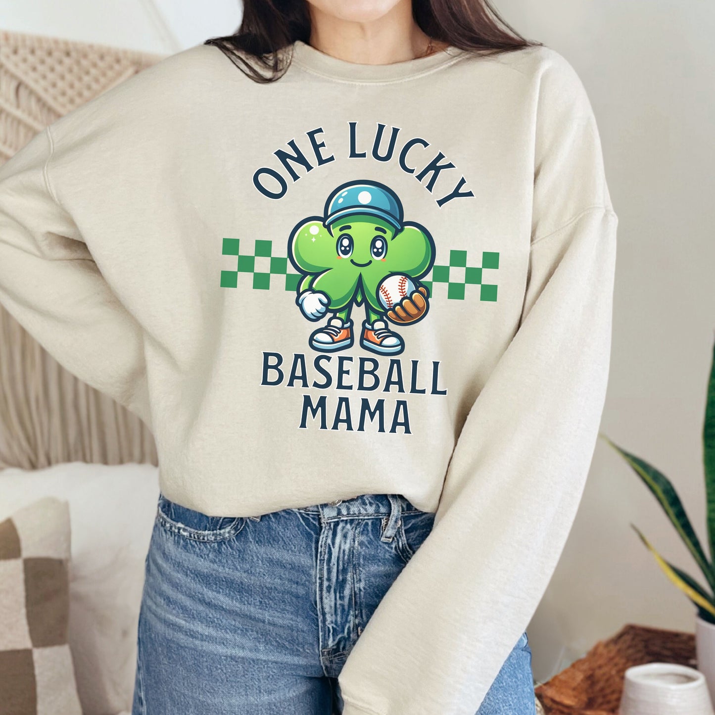 Lucky Baseball Mama St Patricks Day Sweatshirt - Baseball Mom Sweater