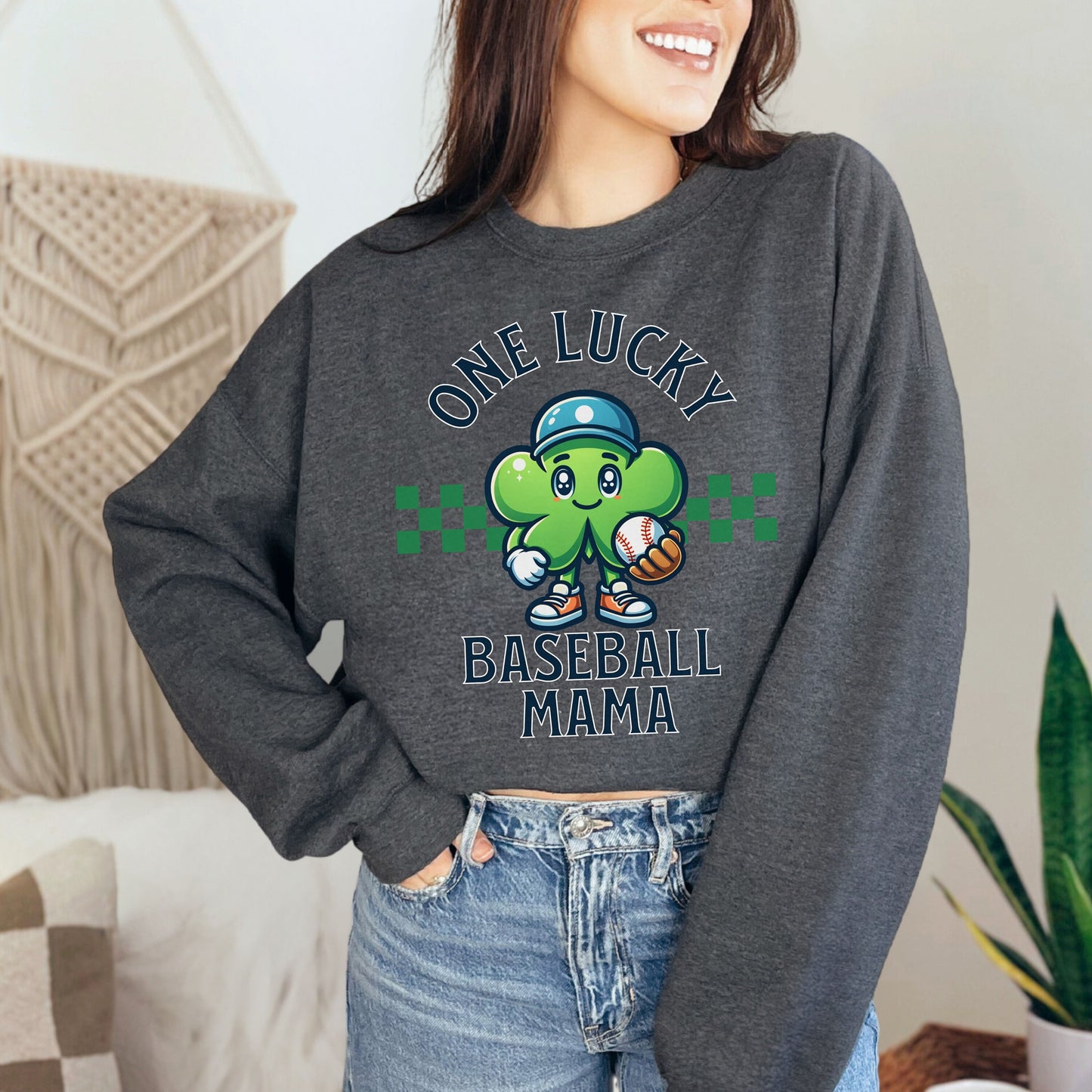 Lucky Baseball Mama St Patricks Day Sweatshirt - Baseball Mom Sweater