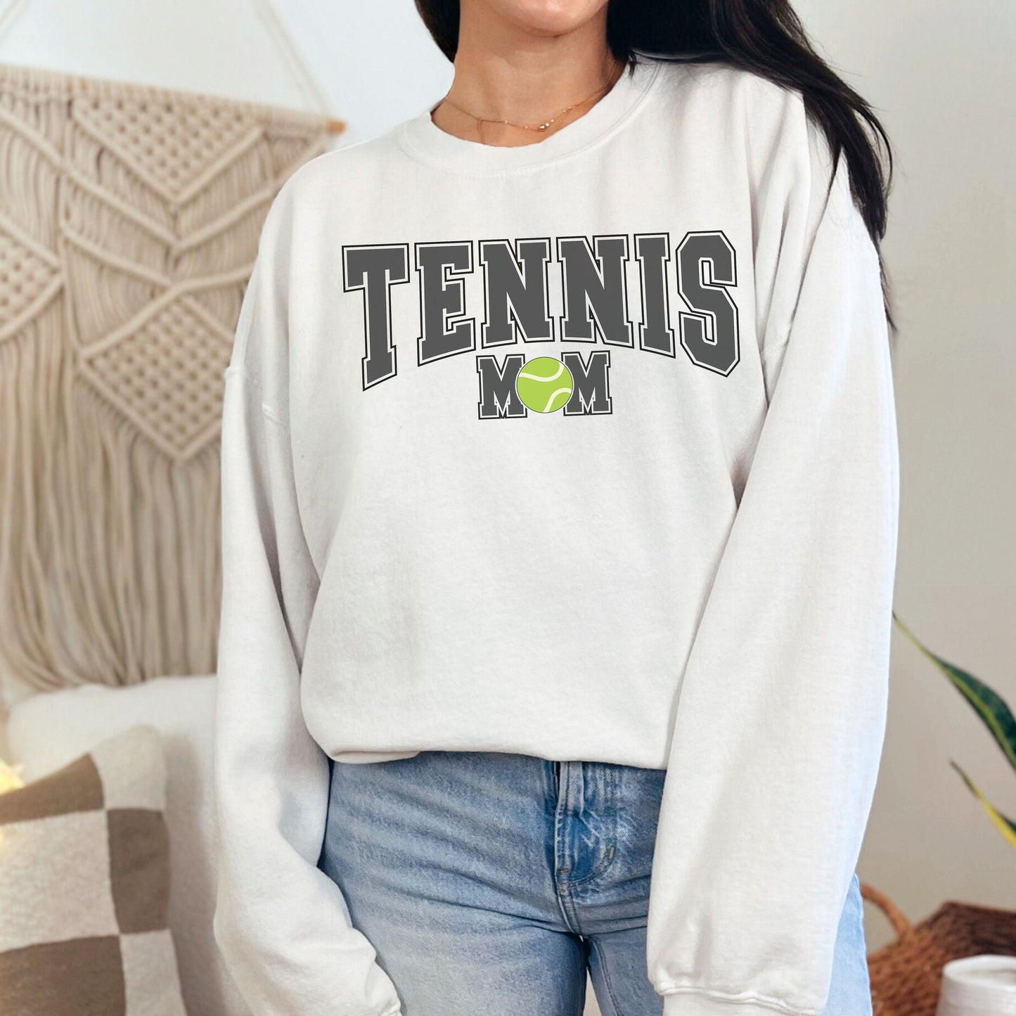 Varsity Style Womens Tennis Mom Collegiate  Sweatshirt