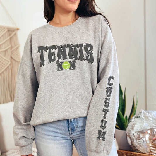 Varsity Style Womens Tennis Mom Collegiate  Sweatshirt