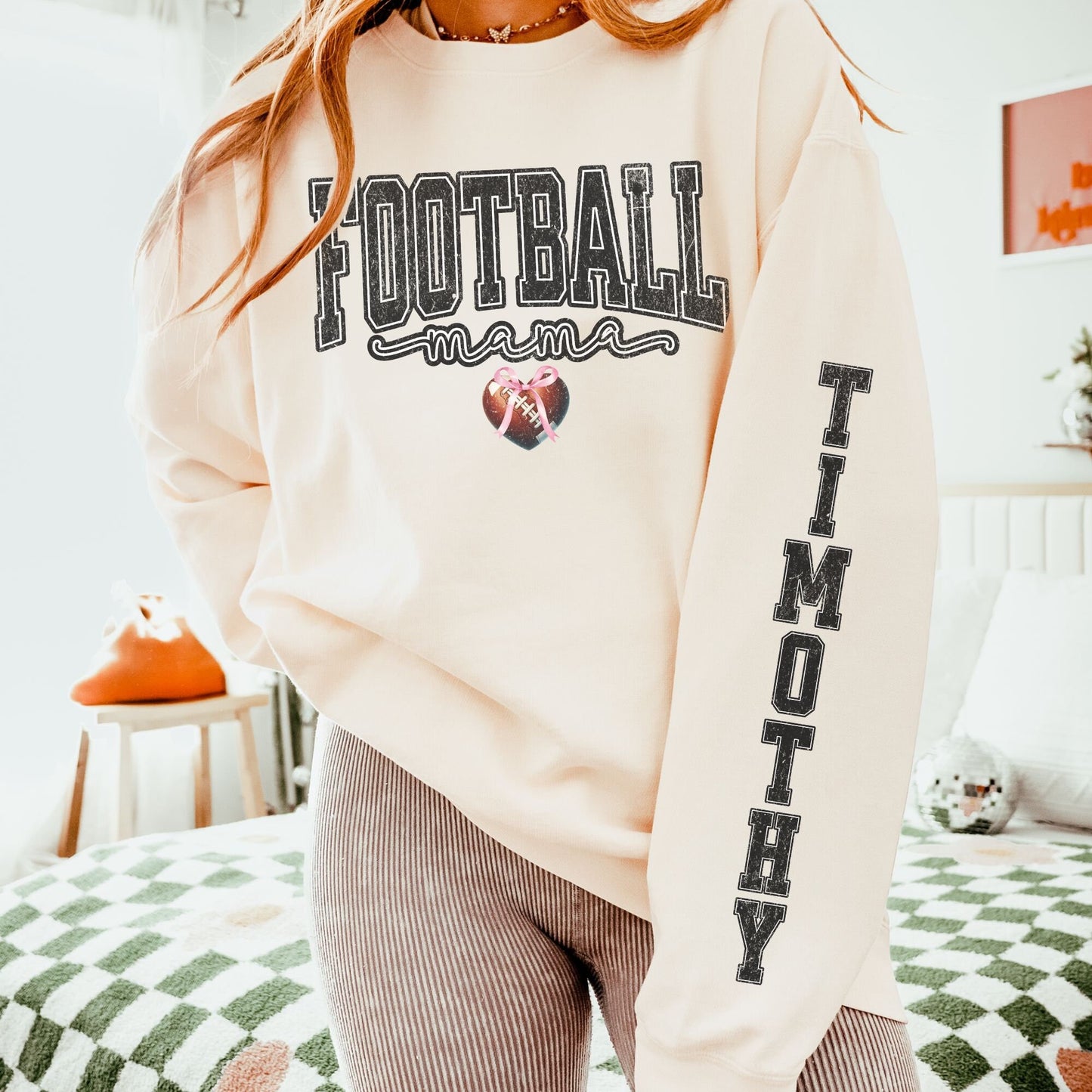 Custom Football Mama Sweatshirt with Retro Print - Comfort Colors