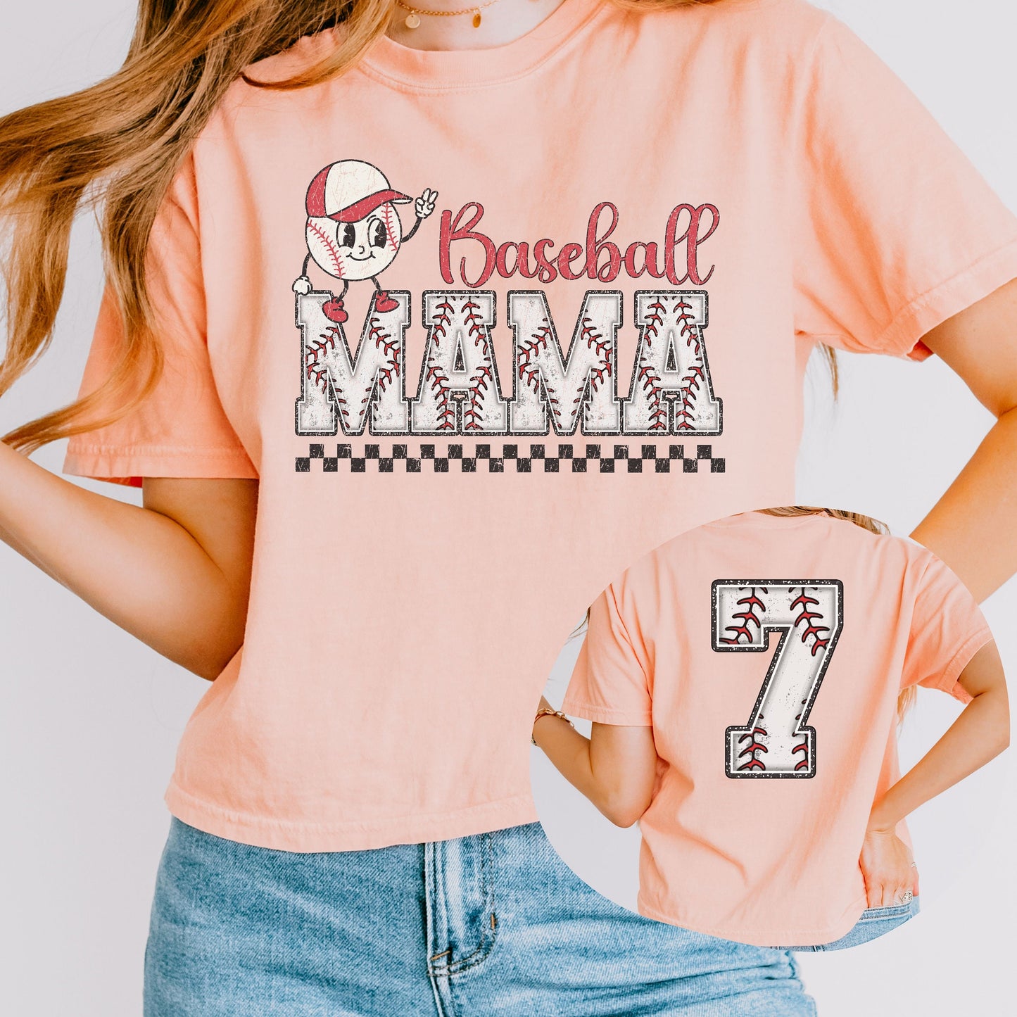 Custom Baseball Mama Comfort Colors Crop Boxy Tee