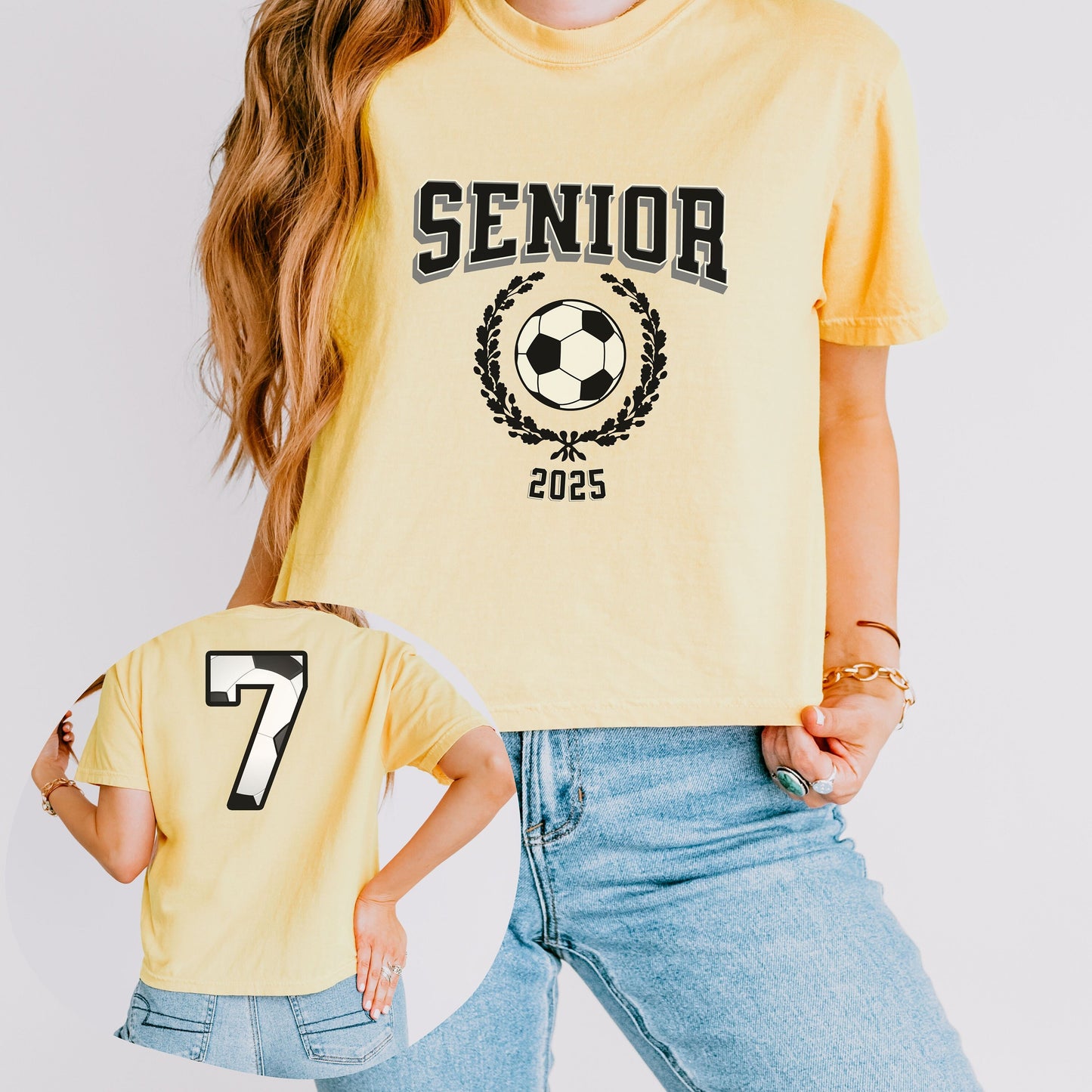 Senior Soccer 2025 Comfort Colors Crop Boxy Tee