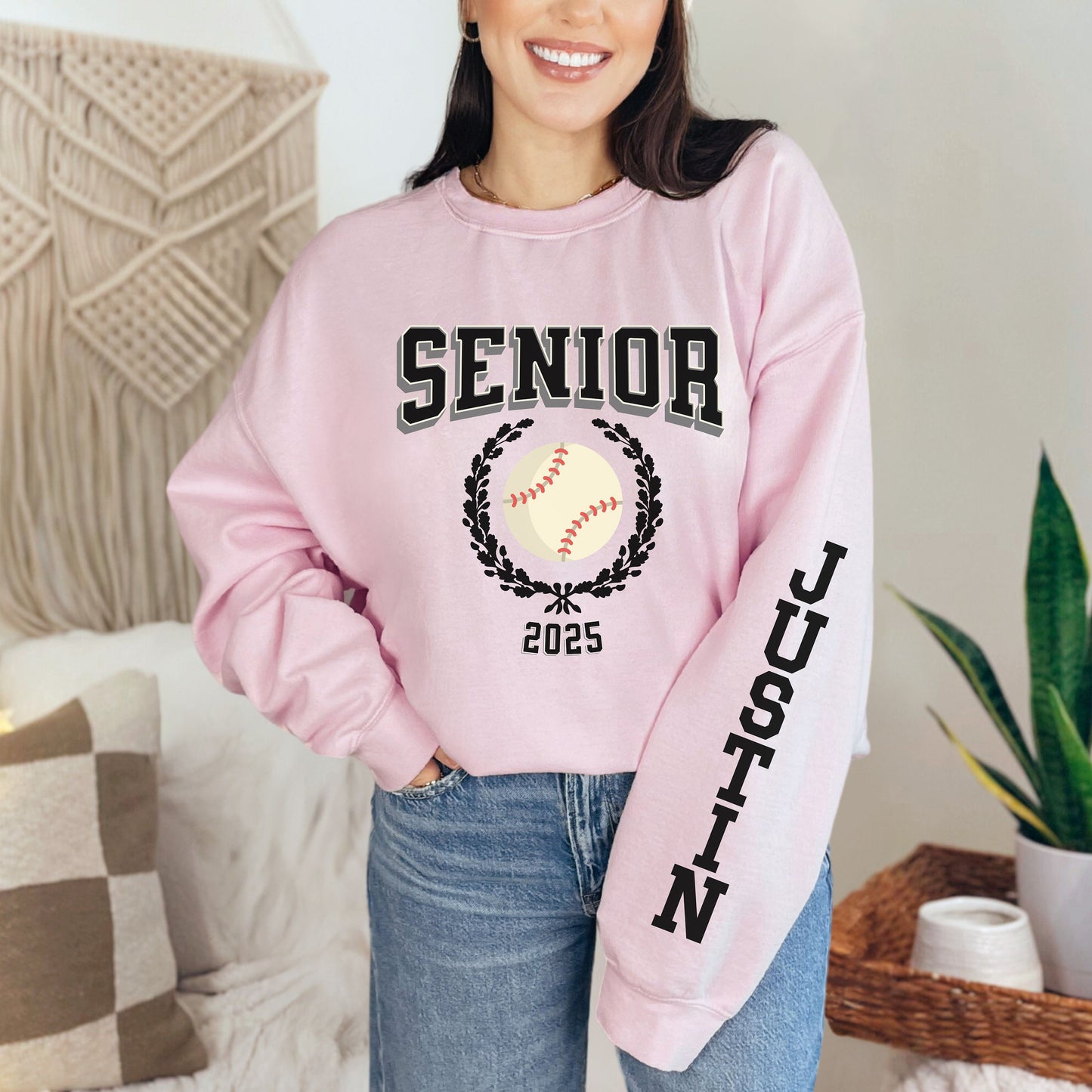 Personalized Varsity 2025 Senior Baseball Sweatshirt