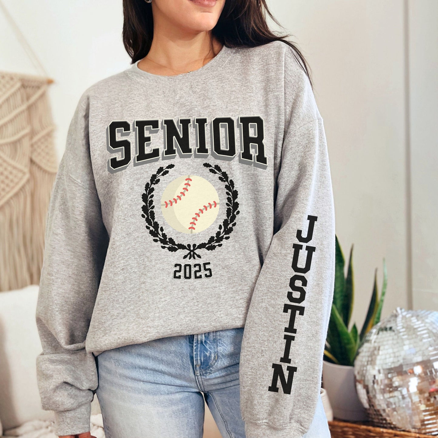 Personalized Varsity 2025 Senior Baseball Sweatshirt