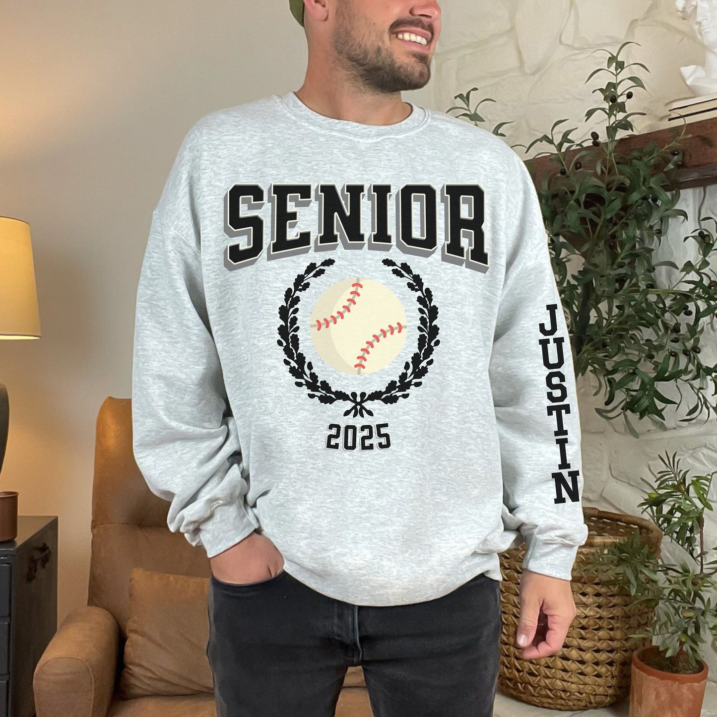 Personalized Varsity 2025 Senior Baseball Sweatshirt