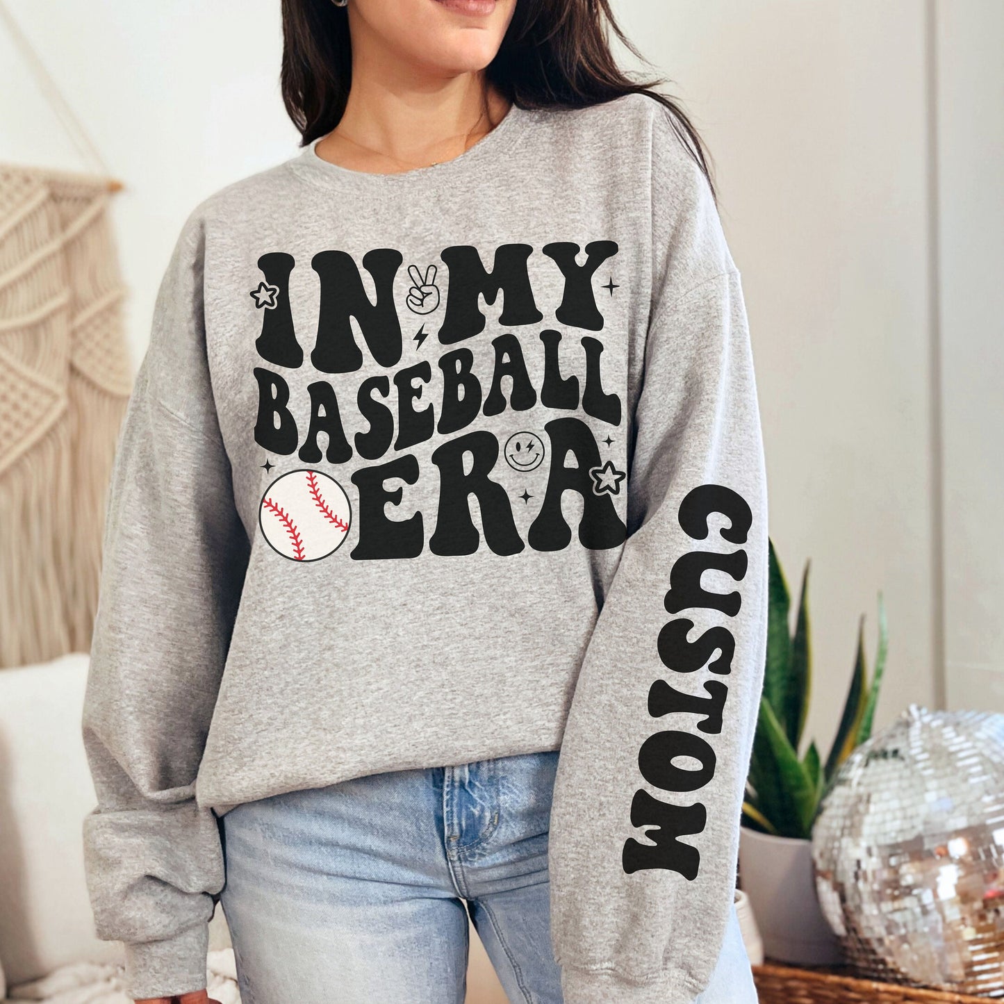 Personalized Baseball Era Sweatshirt - Mom Gift Crewneck Hoodie for Women Game Day