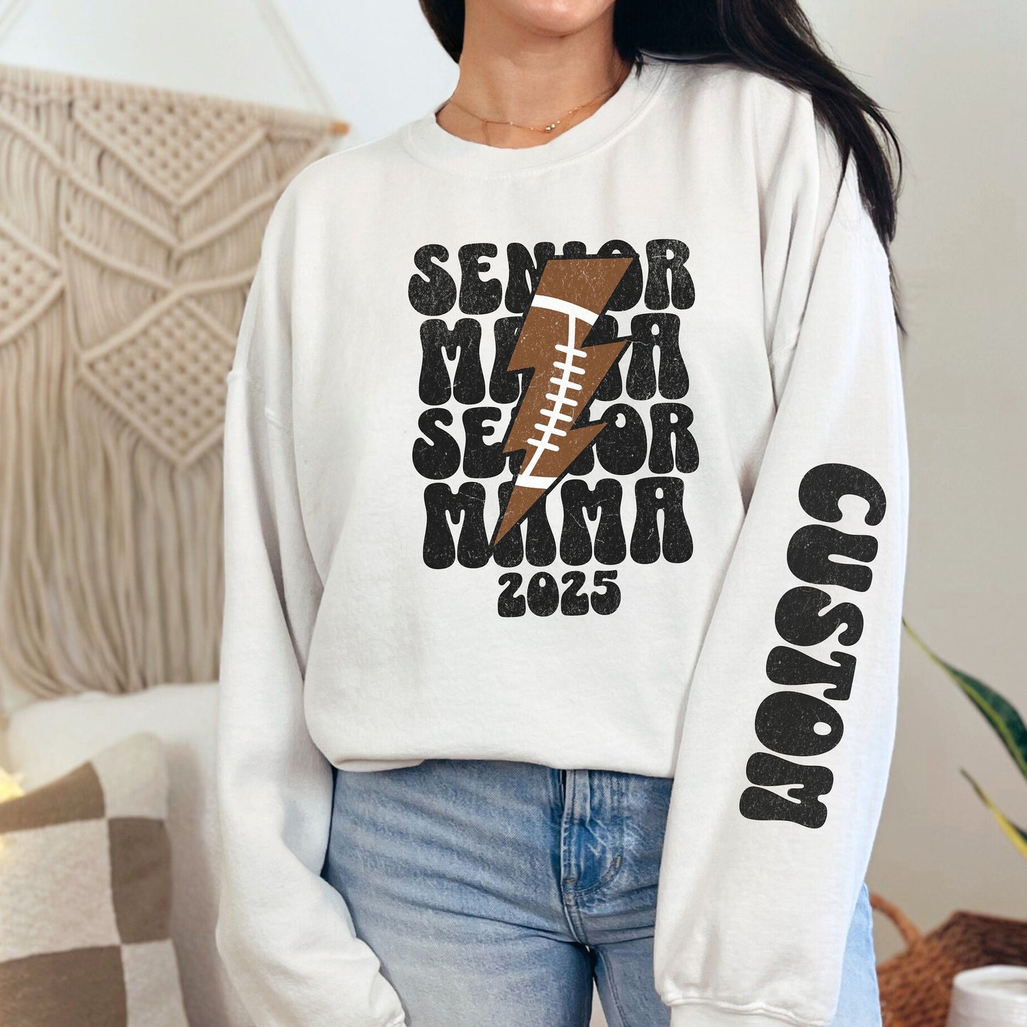 Retro 2025 Senior Football Mom Sweatshirt