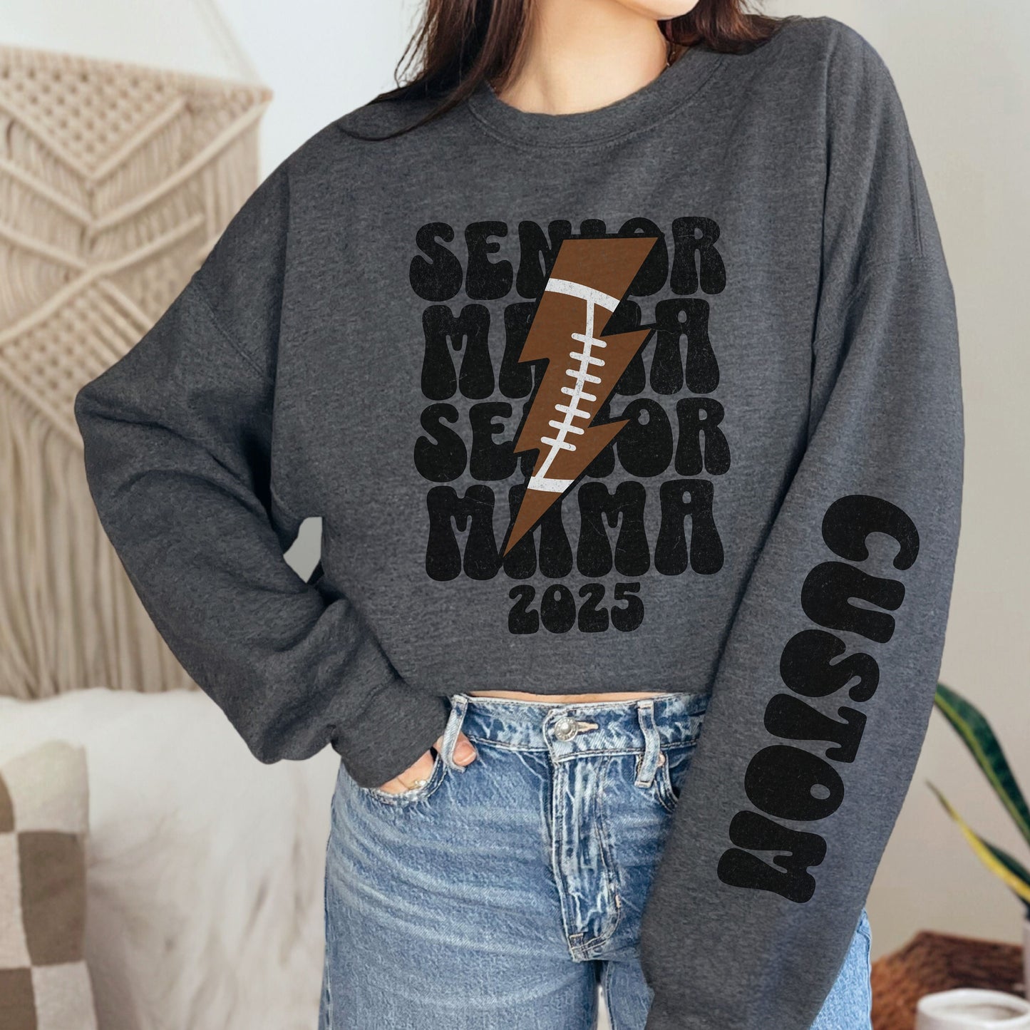 Retro 2025 Senior Football Mom Sweatshirt