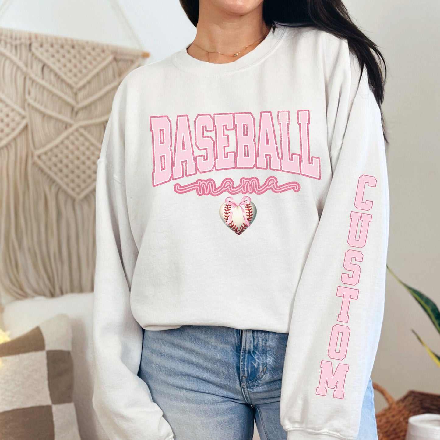 Custom Baseball Mom Sweatshirt - Game Day Sports Aesthetic Shirt