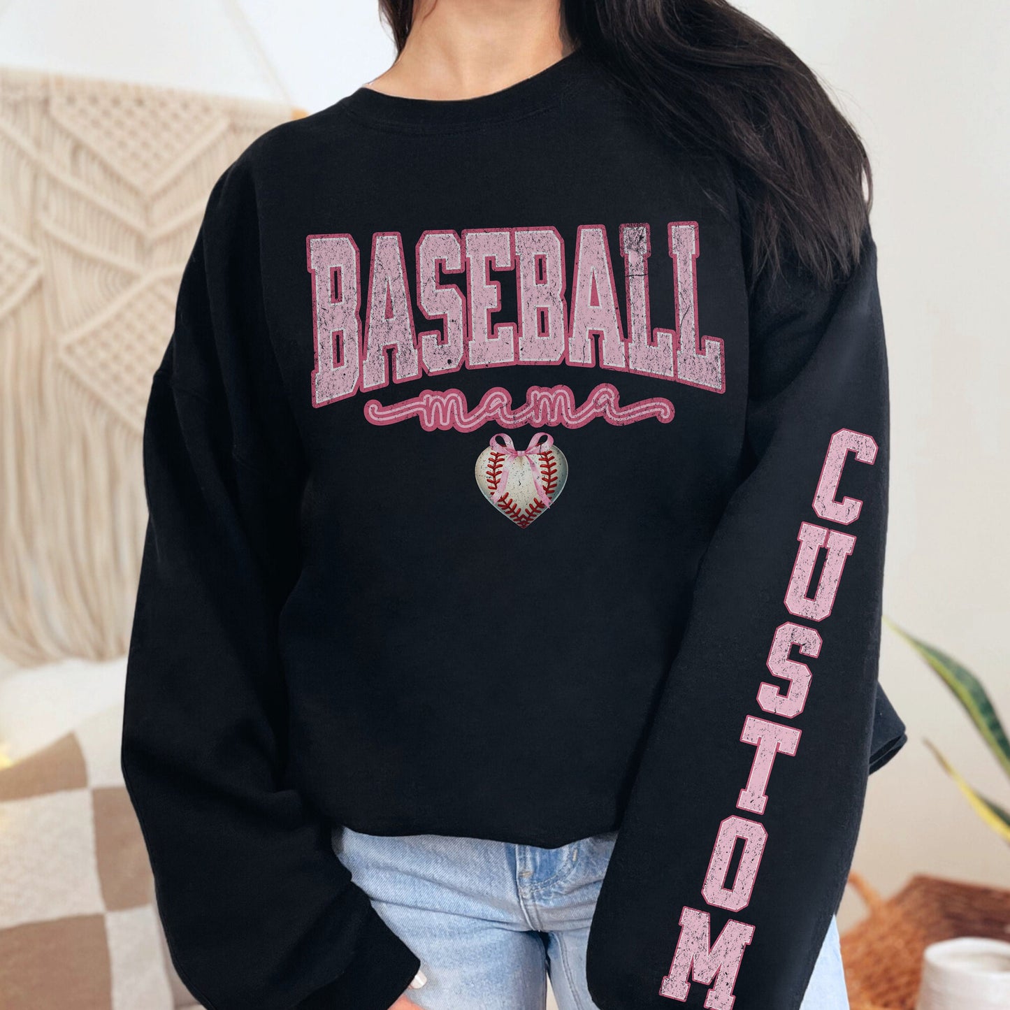 Custom Baseball Mom Sweatshirt - Game Day Sports Aesthetic Shirt