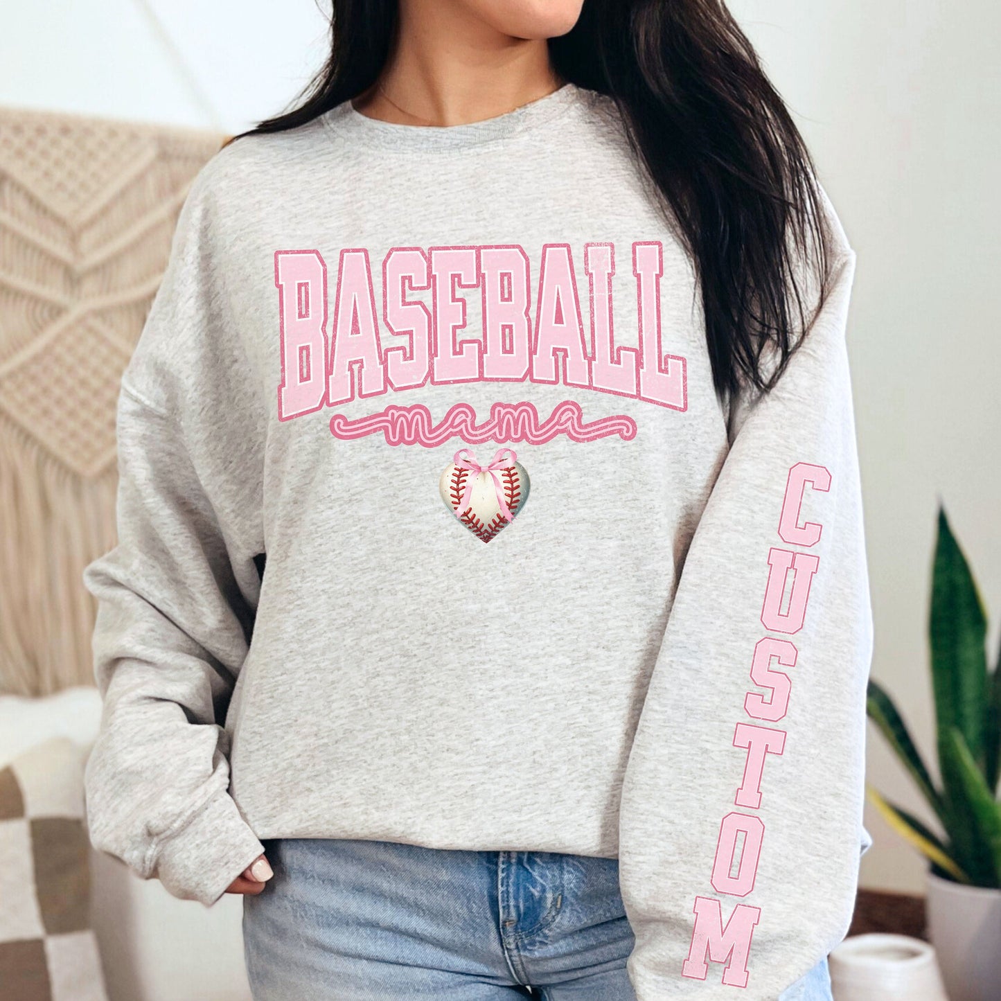 Custom Baseball Mom Sweatshirt - Game Day Sports Aesthetic Shirt