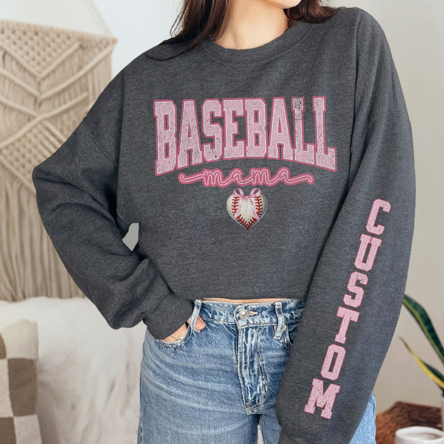 Custom Baseball Mom Sweatshirt - Game Day Sports Aesthetic Shirt