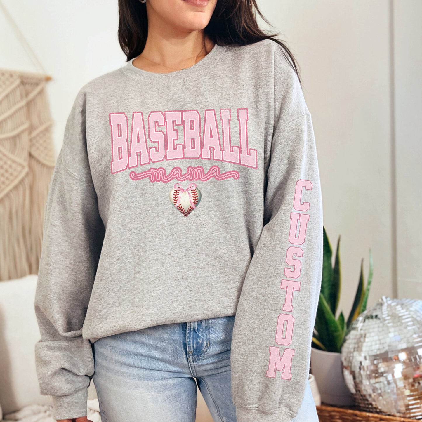 Custom Baseball Mom Sweatshirt - Game Day Sports Aesthetic Shirt