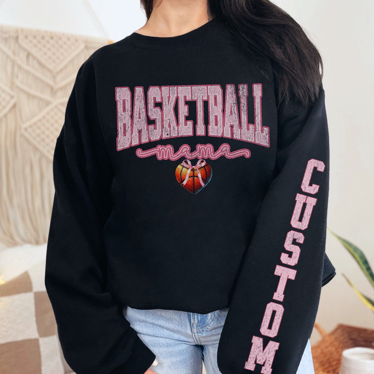 Custom Sleeve Print Basketball Mama Mother's Day Gift Sweatshirt