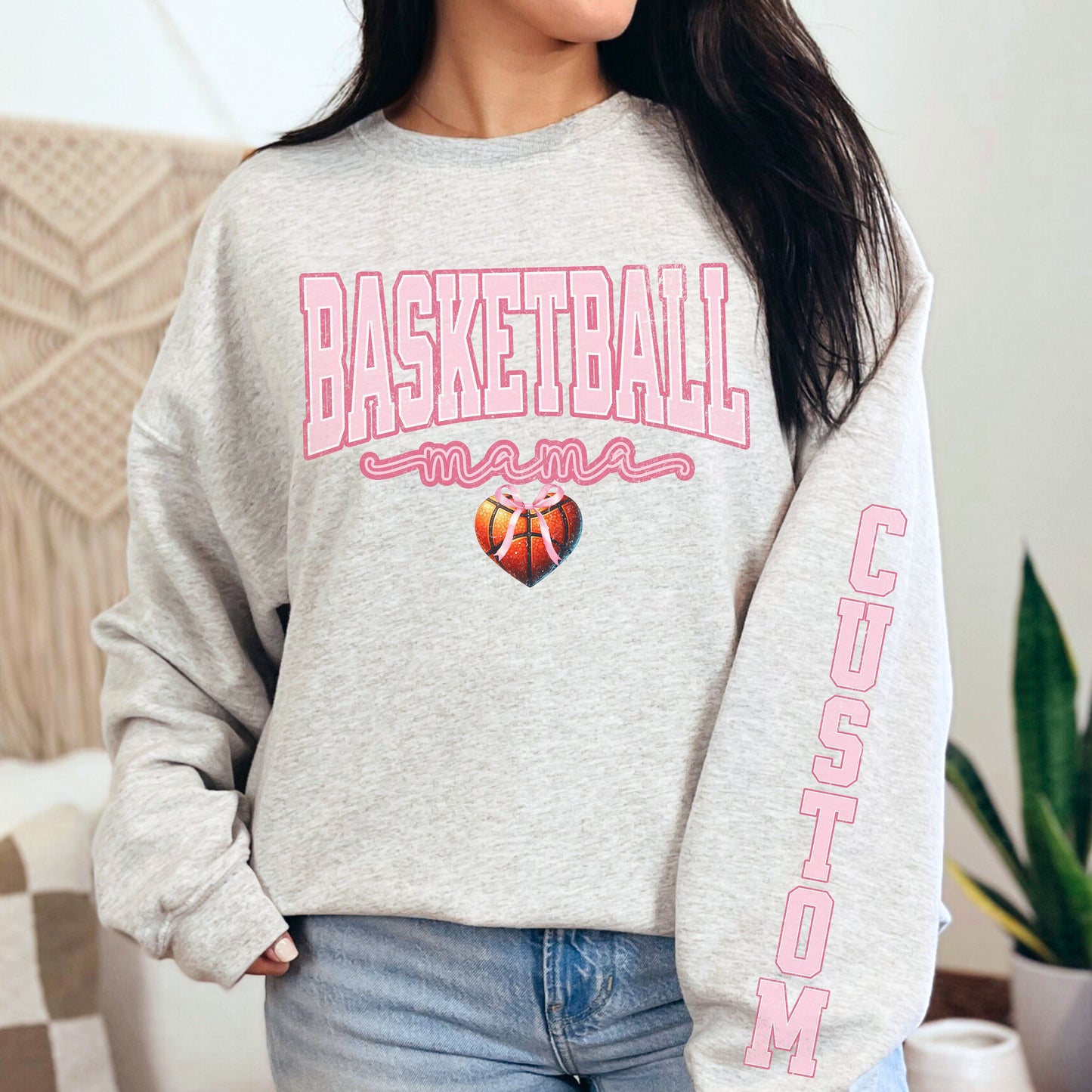 Custom Sleeve Print Basketball Mama Mother's Day Gift Sweatshirt