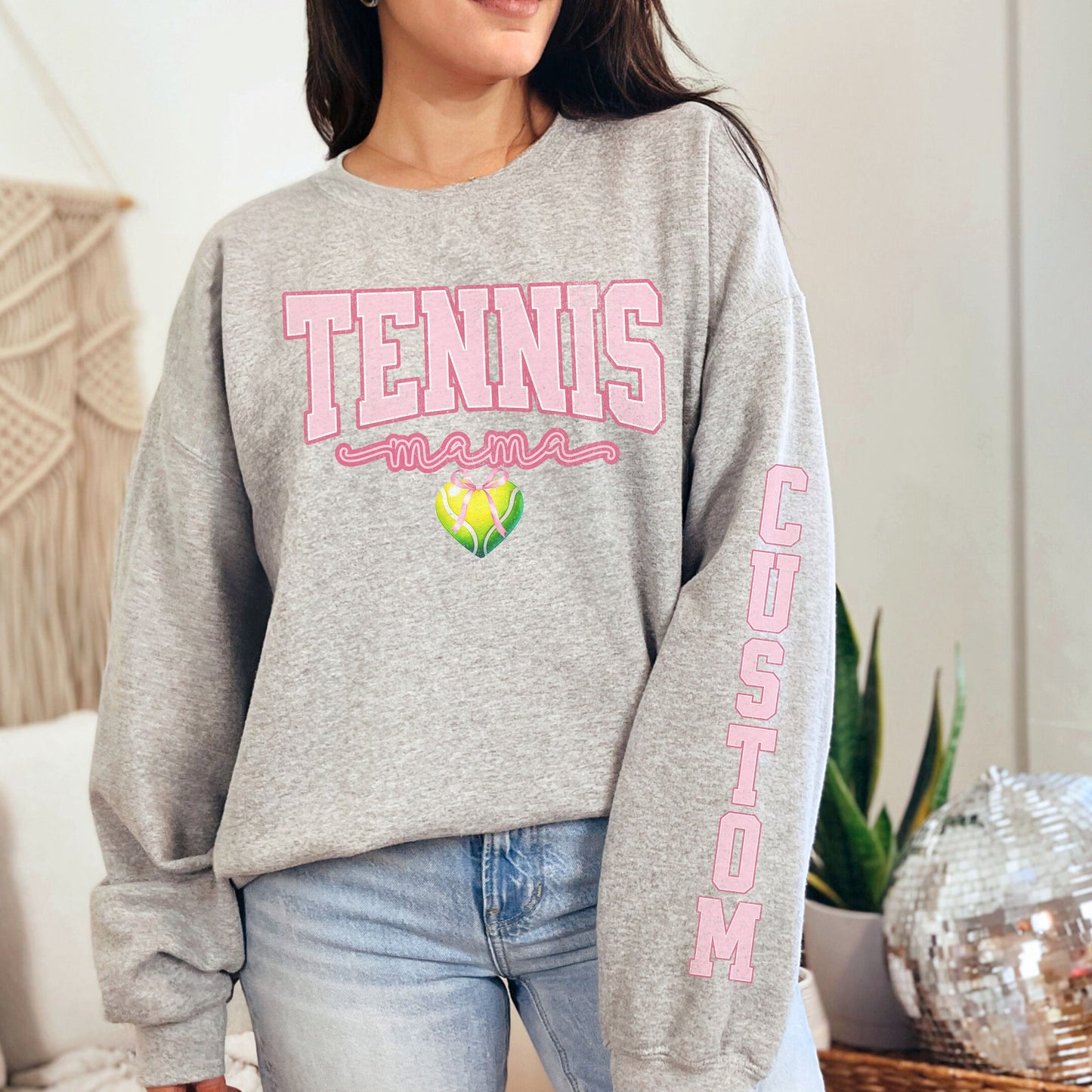 Custom Tennis Mom Sweatshirt with Soft Girl Aesthetic Print