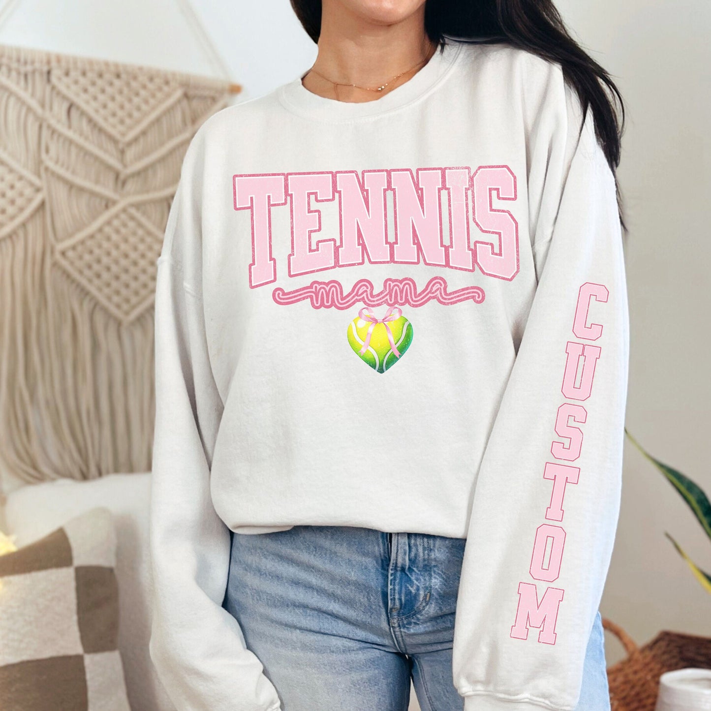 Custom Tennis Mom Sweatshirt with Soft Girl Aesthetic Print